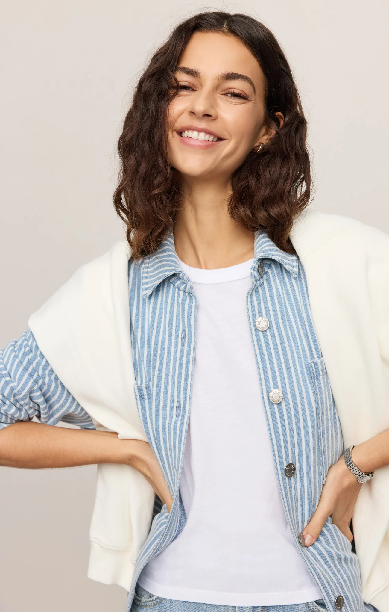 All Day Knit Denim Stripe Jacket - Image 6