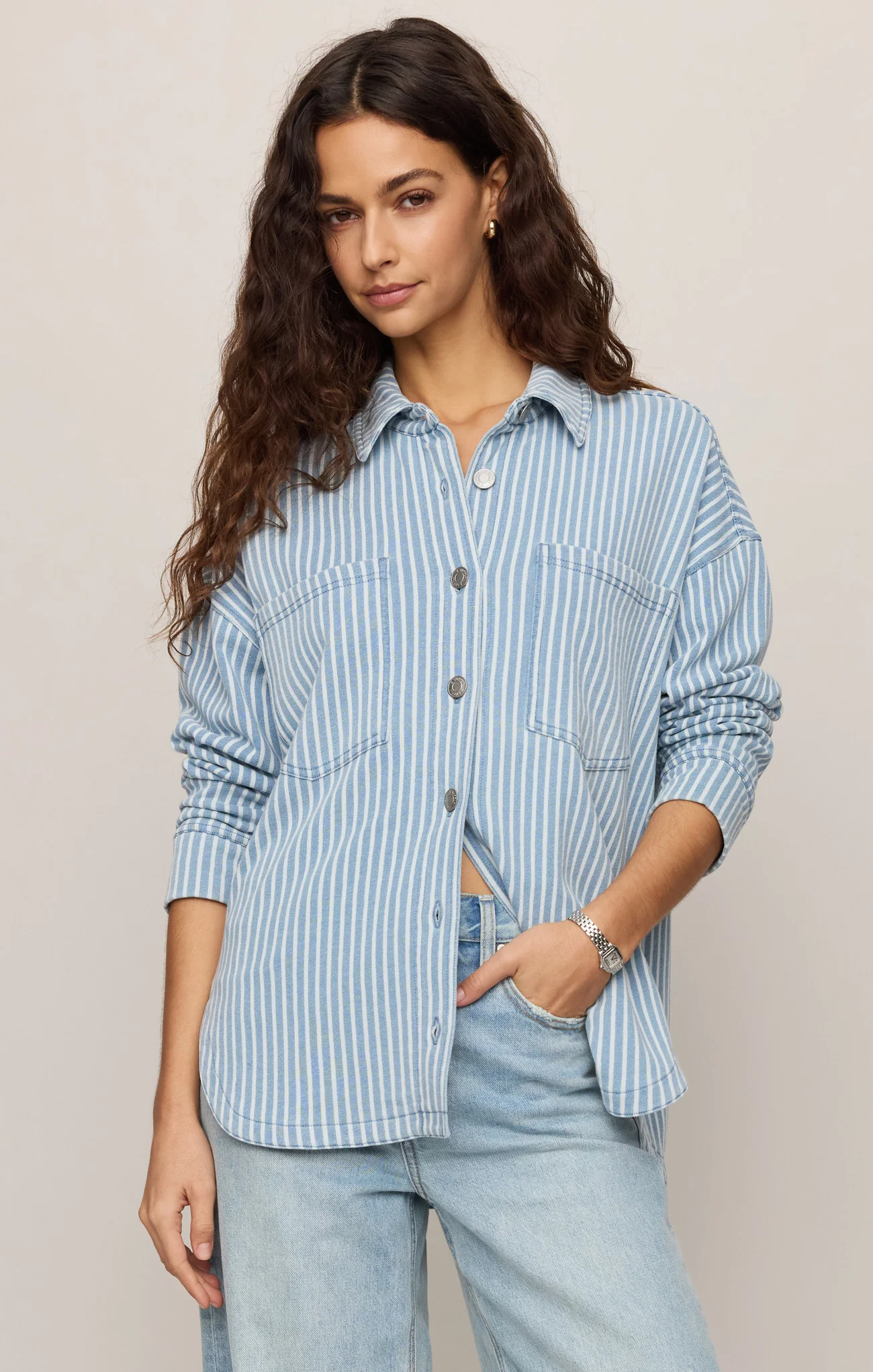 All Day Knit Denim Stripe Jacket - Image 7