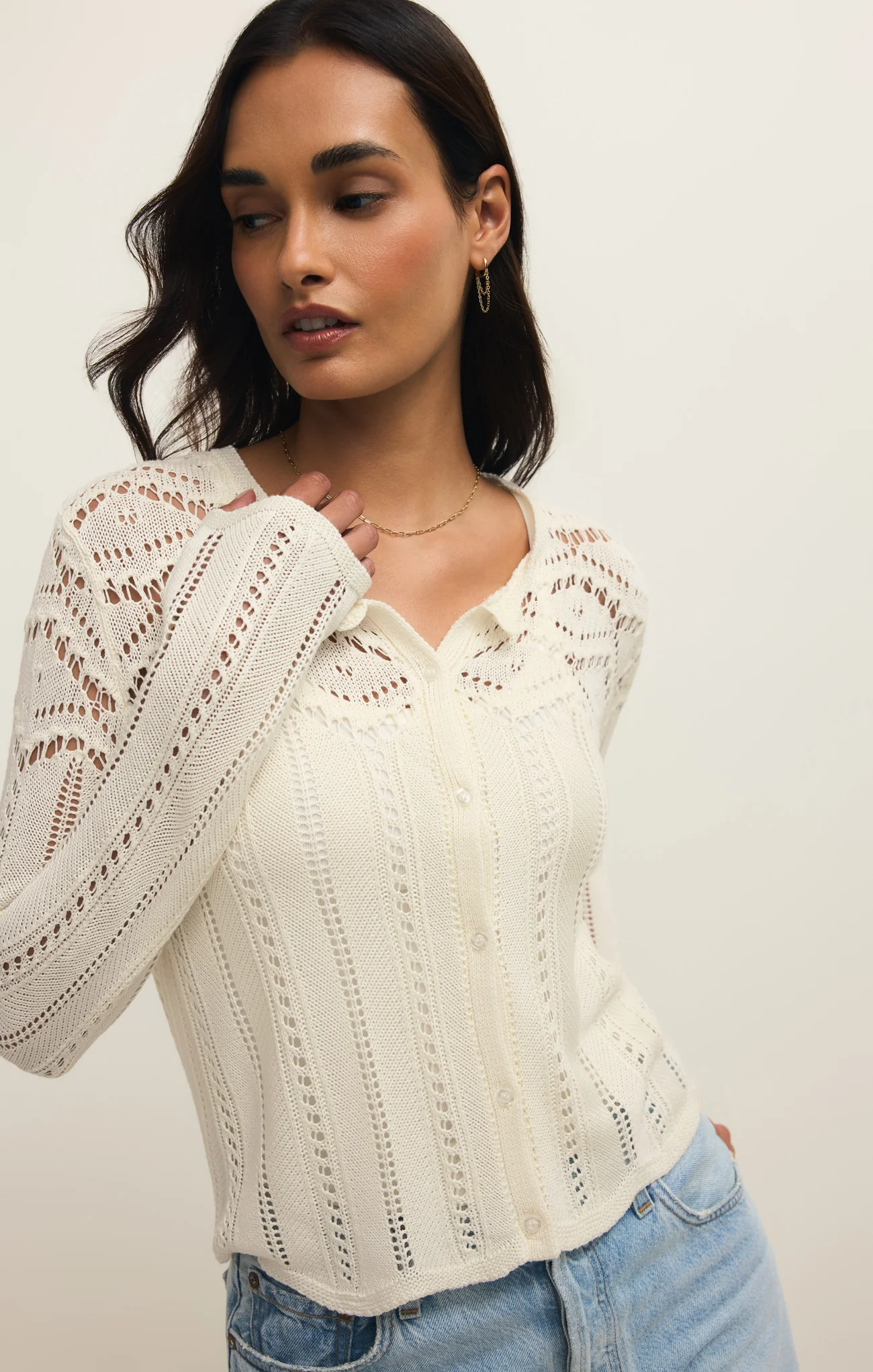 Alycia Crochet Sweater Top - Image 3