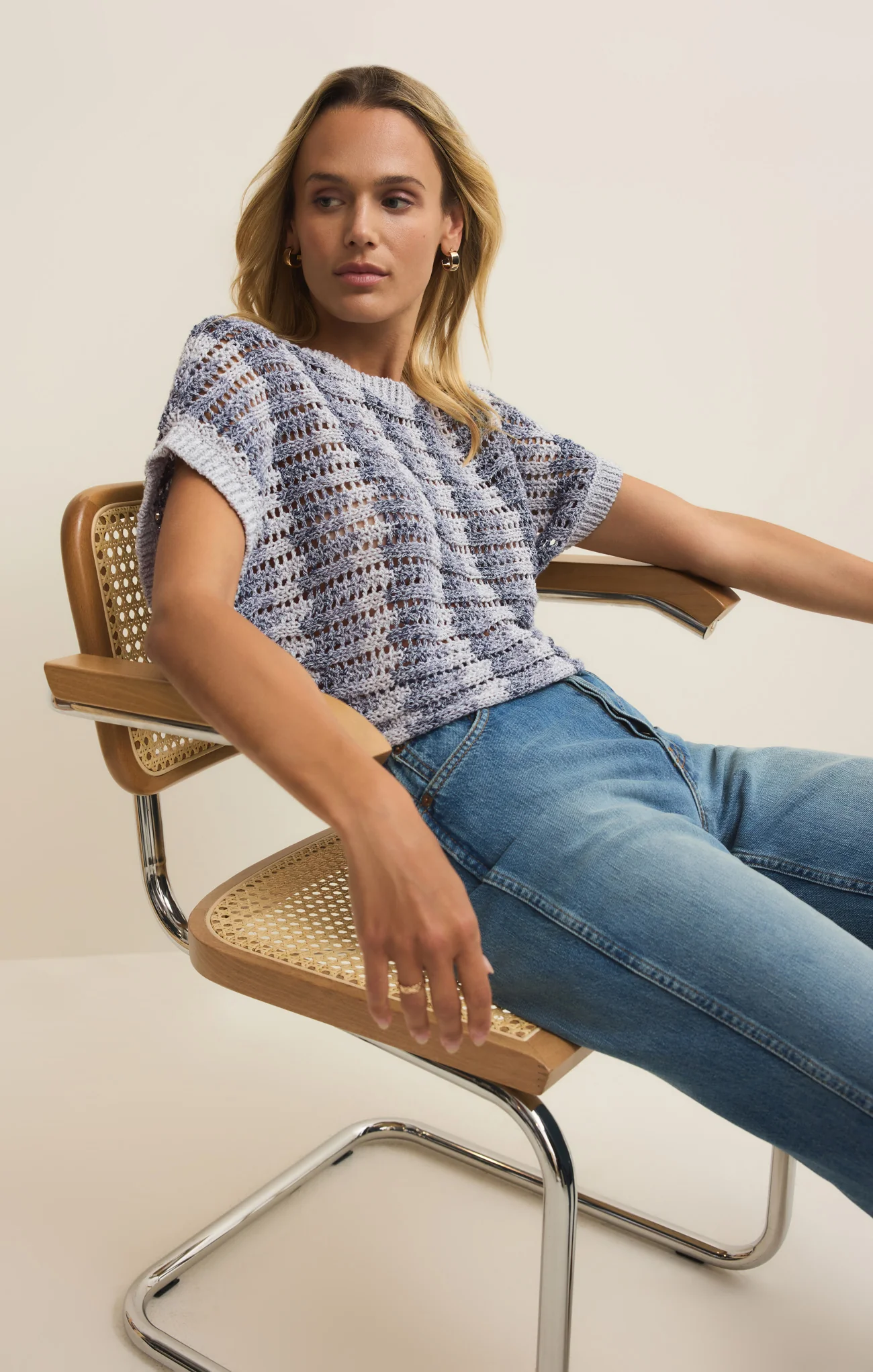 Ballast Crochet Stripe Sweater Top - Image 10