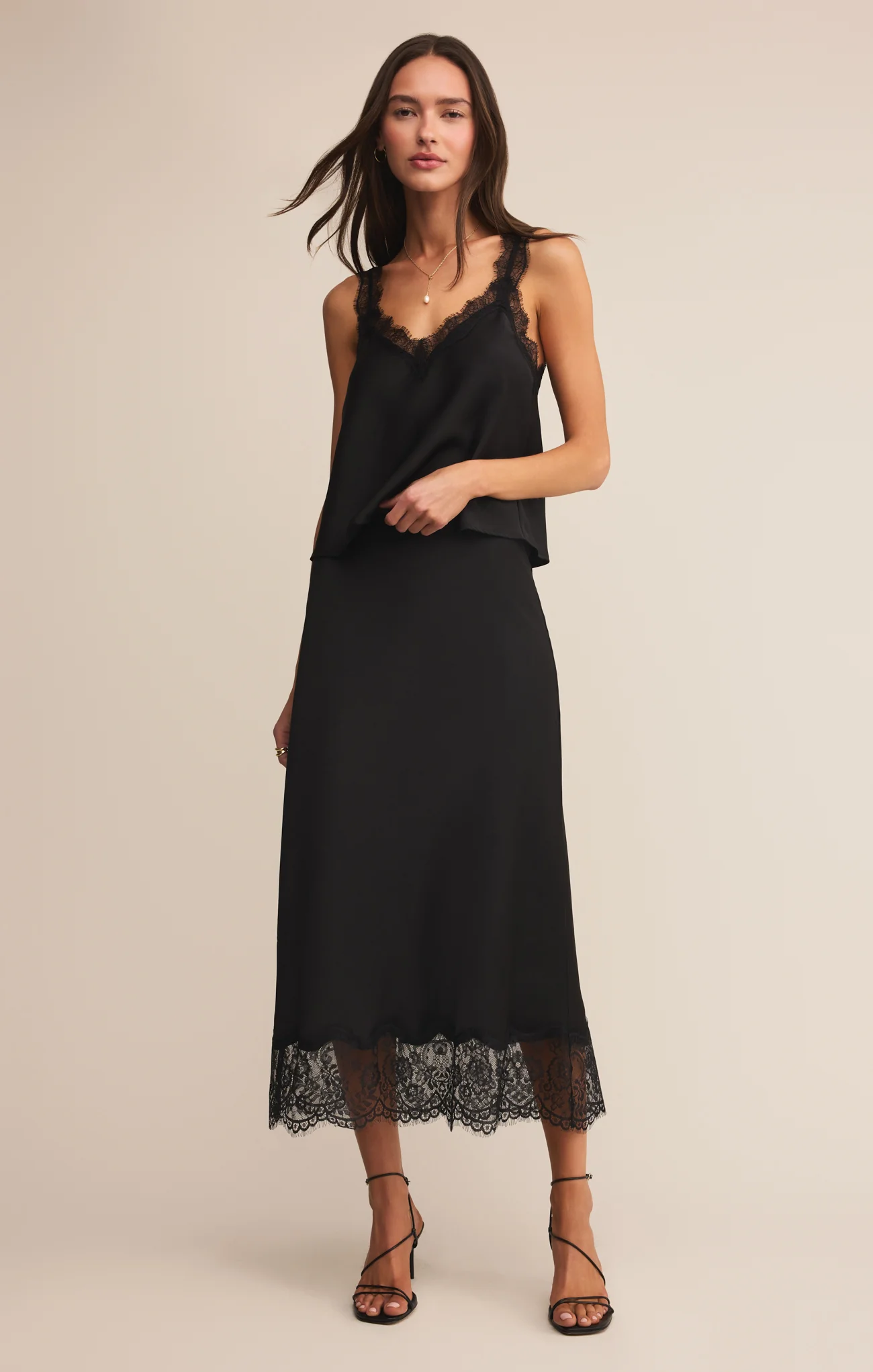 Cinder Lace Satin Midi Skirt - Image 4