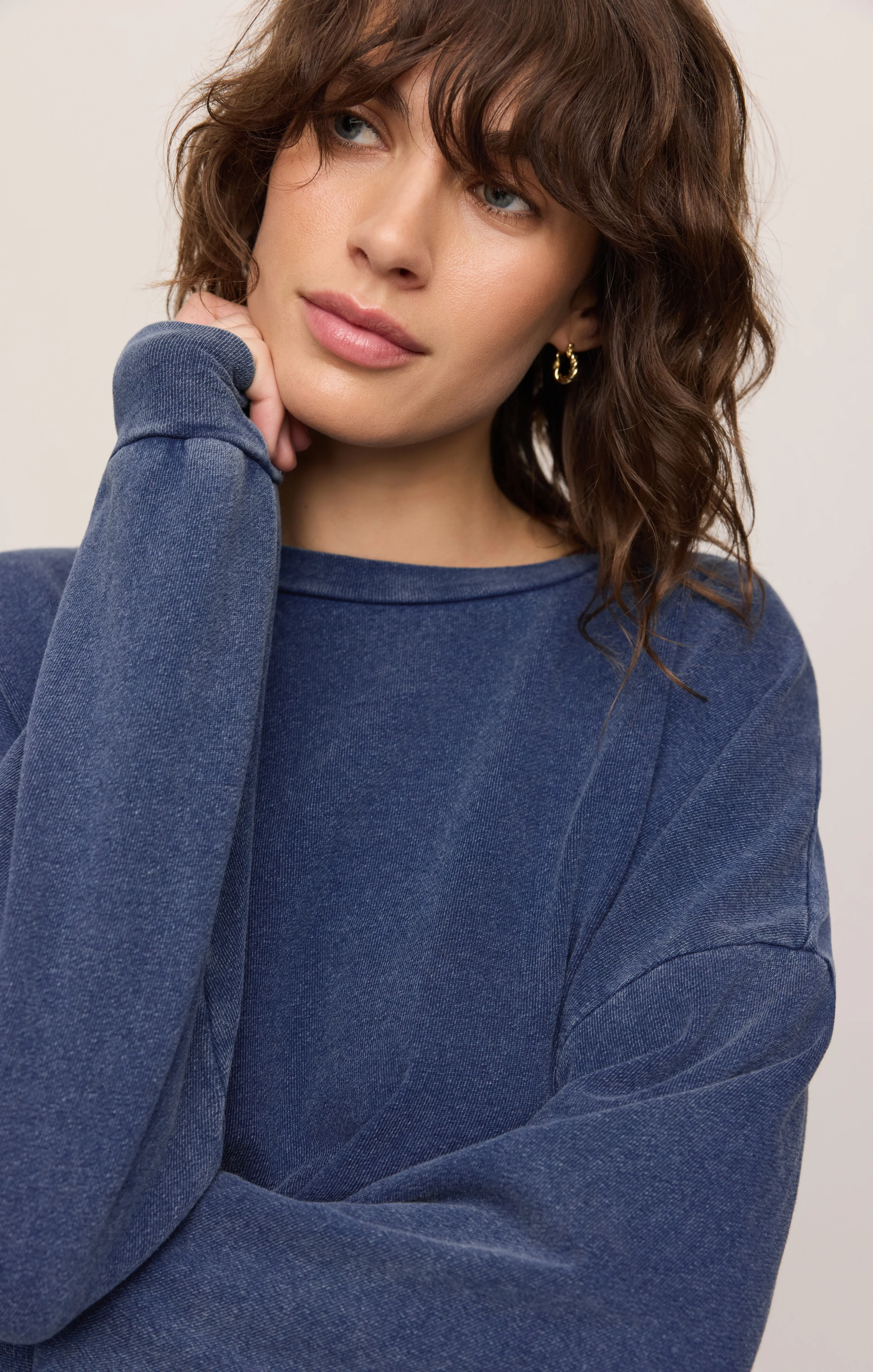Circuit Knit Denim Sweatshirt - Image 6