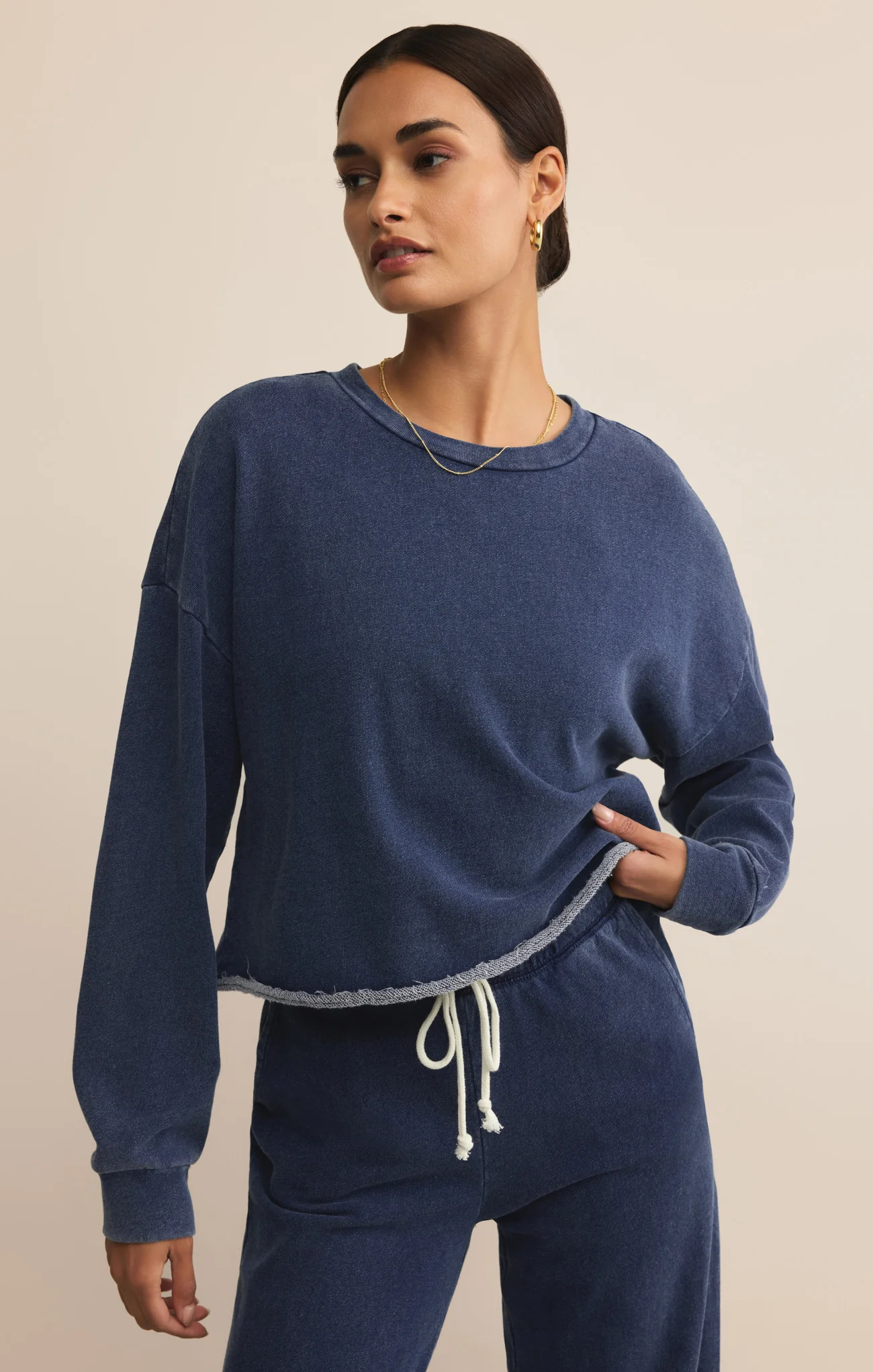Circuit Knit Denim Sweatshirt - Image 7
