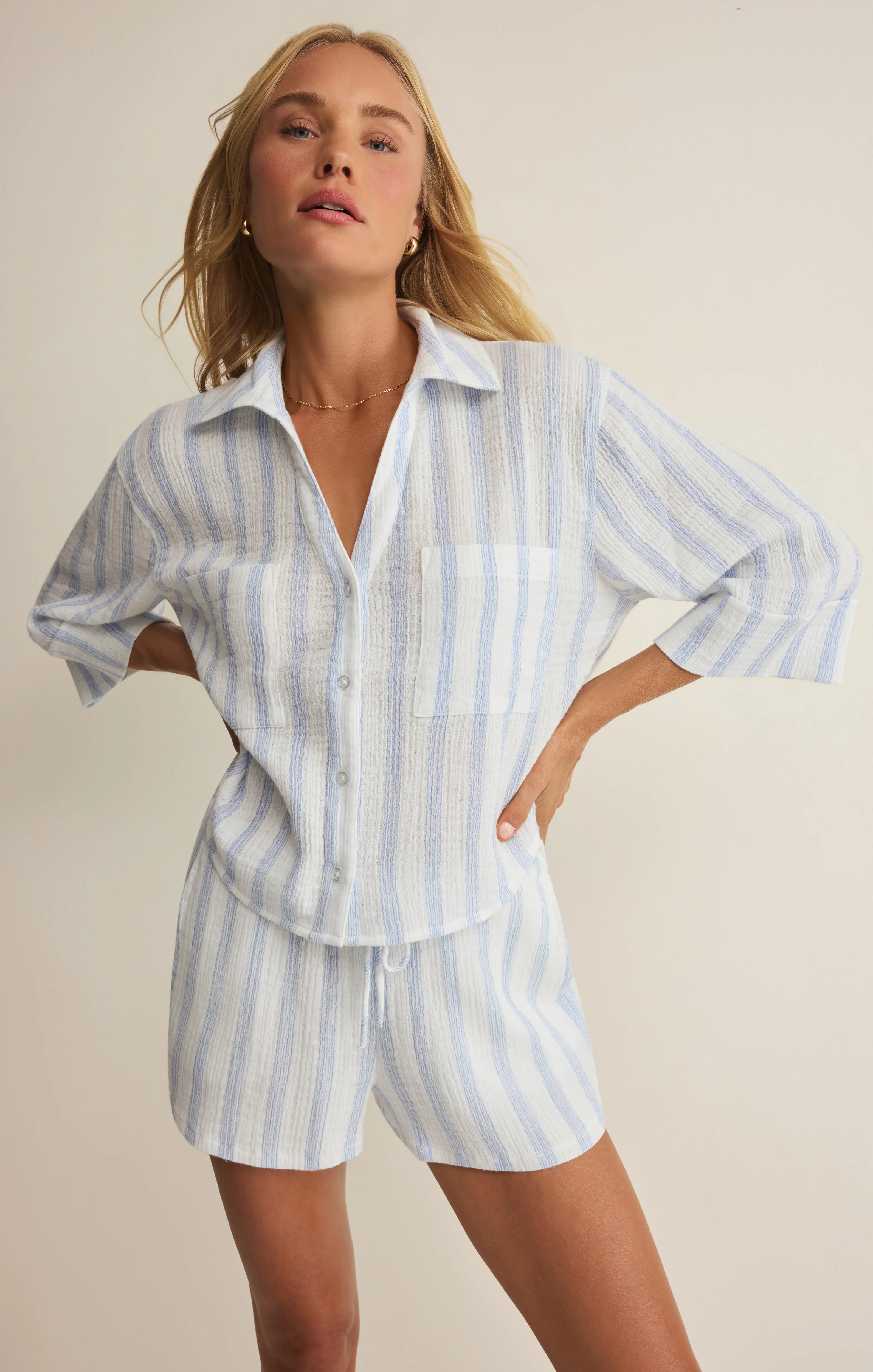 Daylight Striped Airy Gauze Short - Image 11