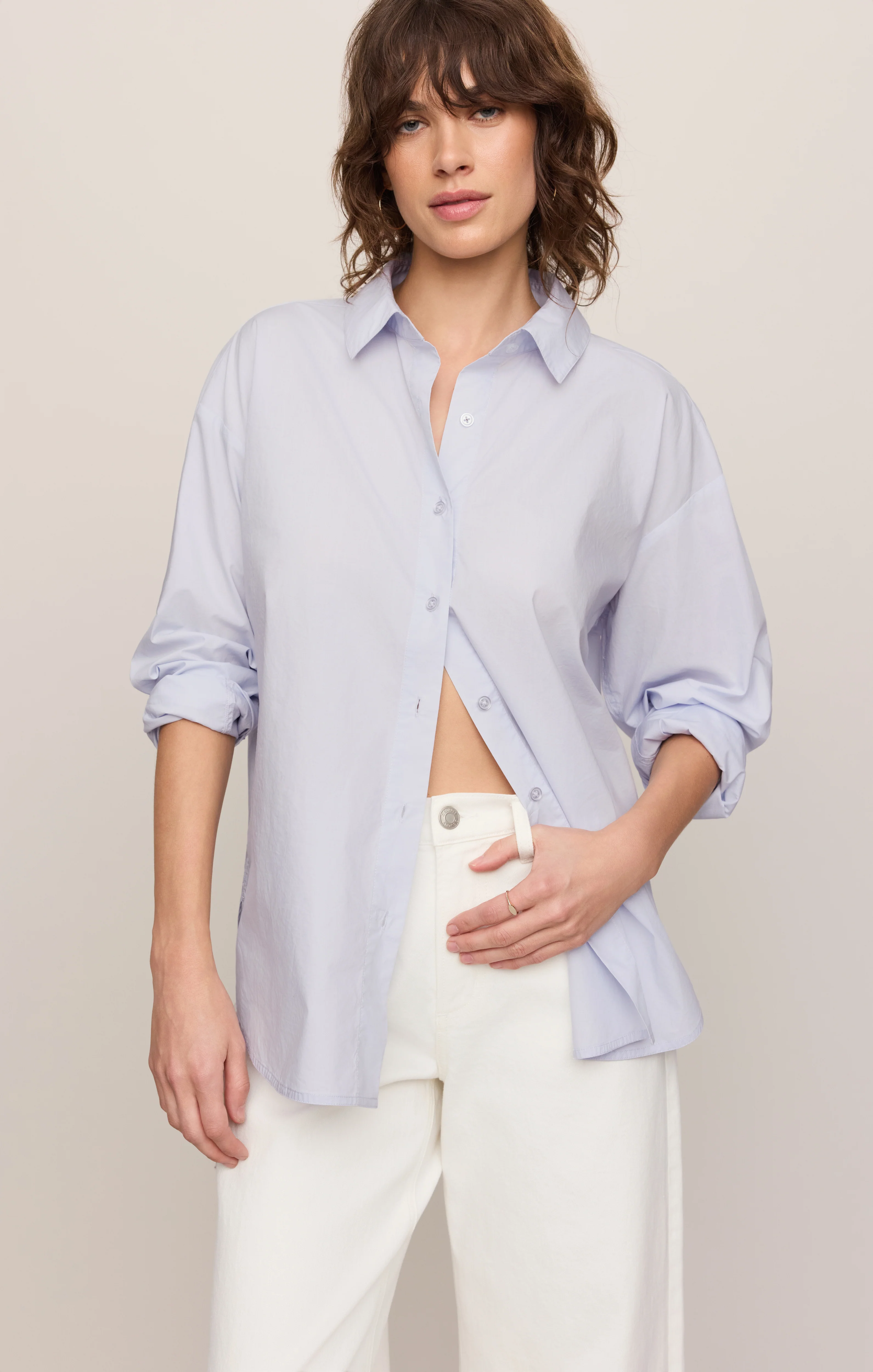 Elevated Poplin Relaxed Button Up Top - Image 12