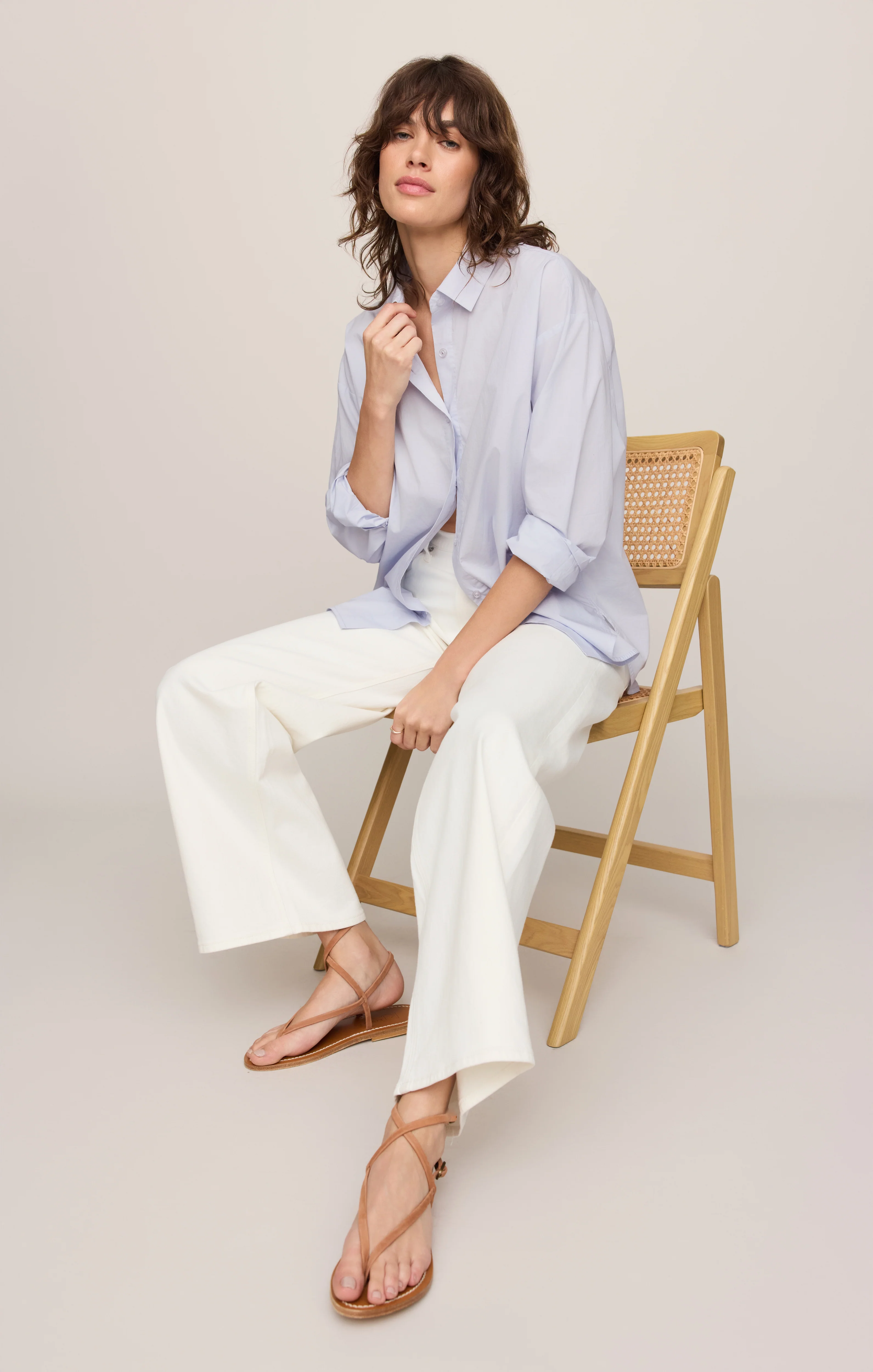 Elevated Poplin Relaxed Button Up Top - Image 13
