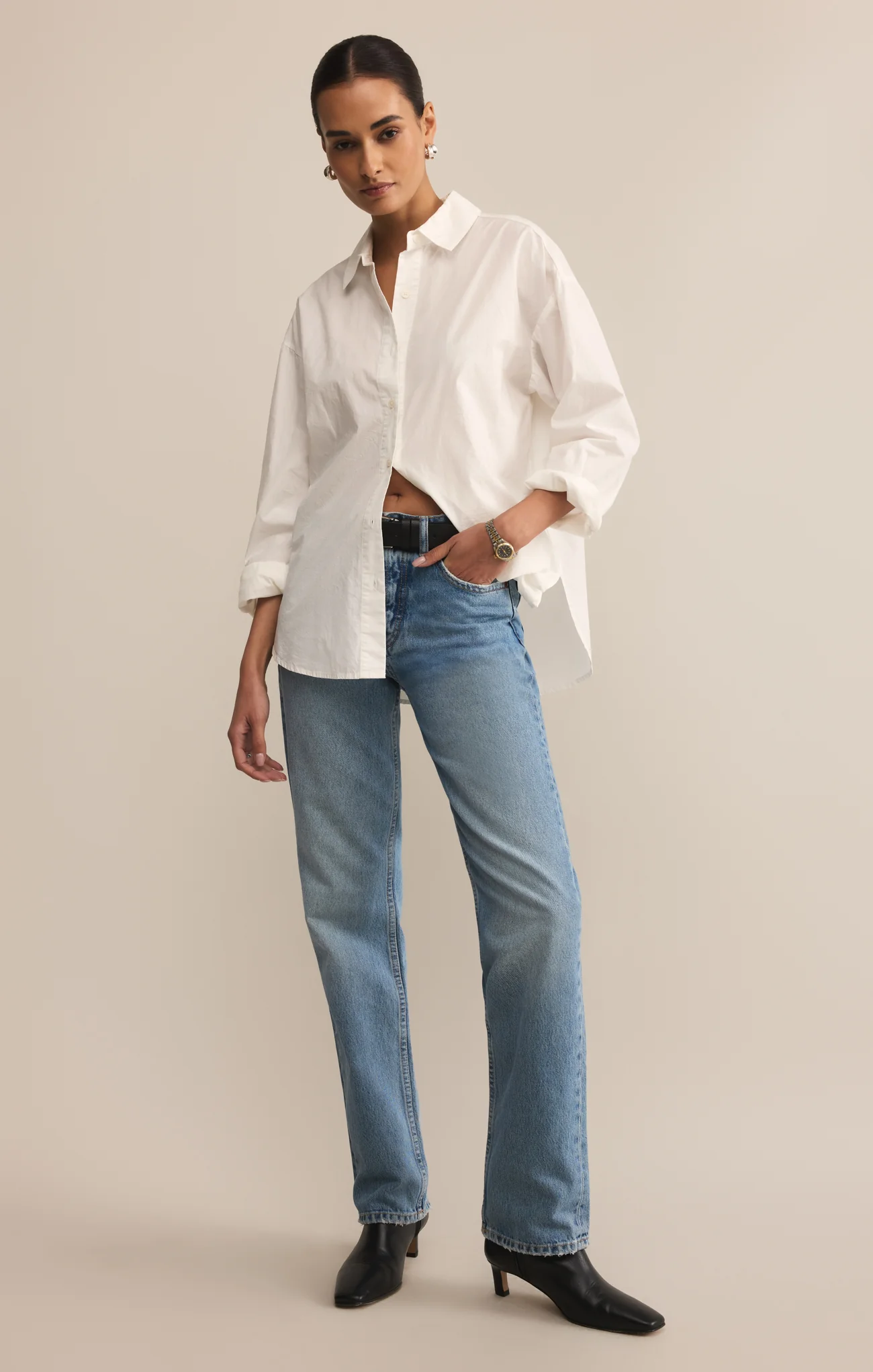 Elevated Poplin Relaxed Button Up Top - Image 17