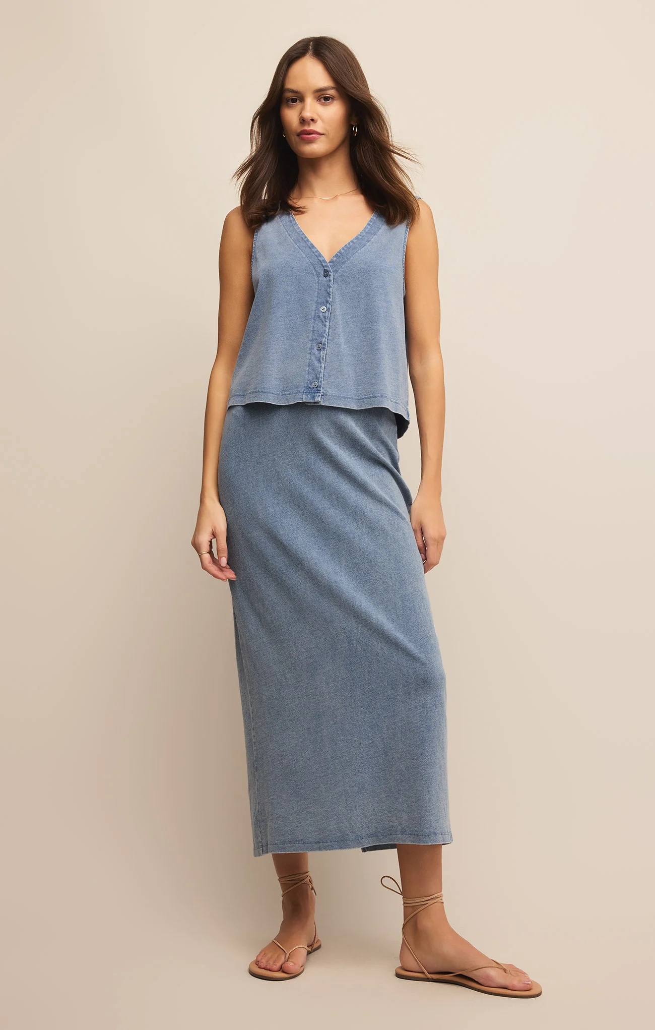 Gail Jersey Denim Midi Skirt - Image 20