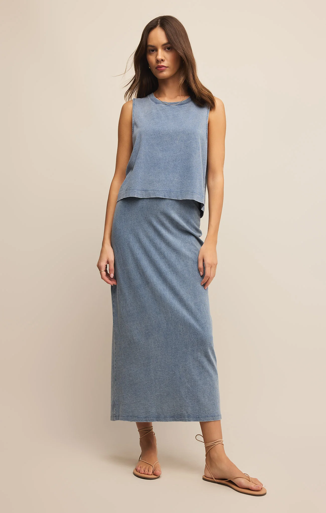 Gail Jersey Denim Midi Skirt - Image 22