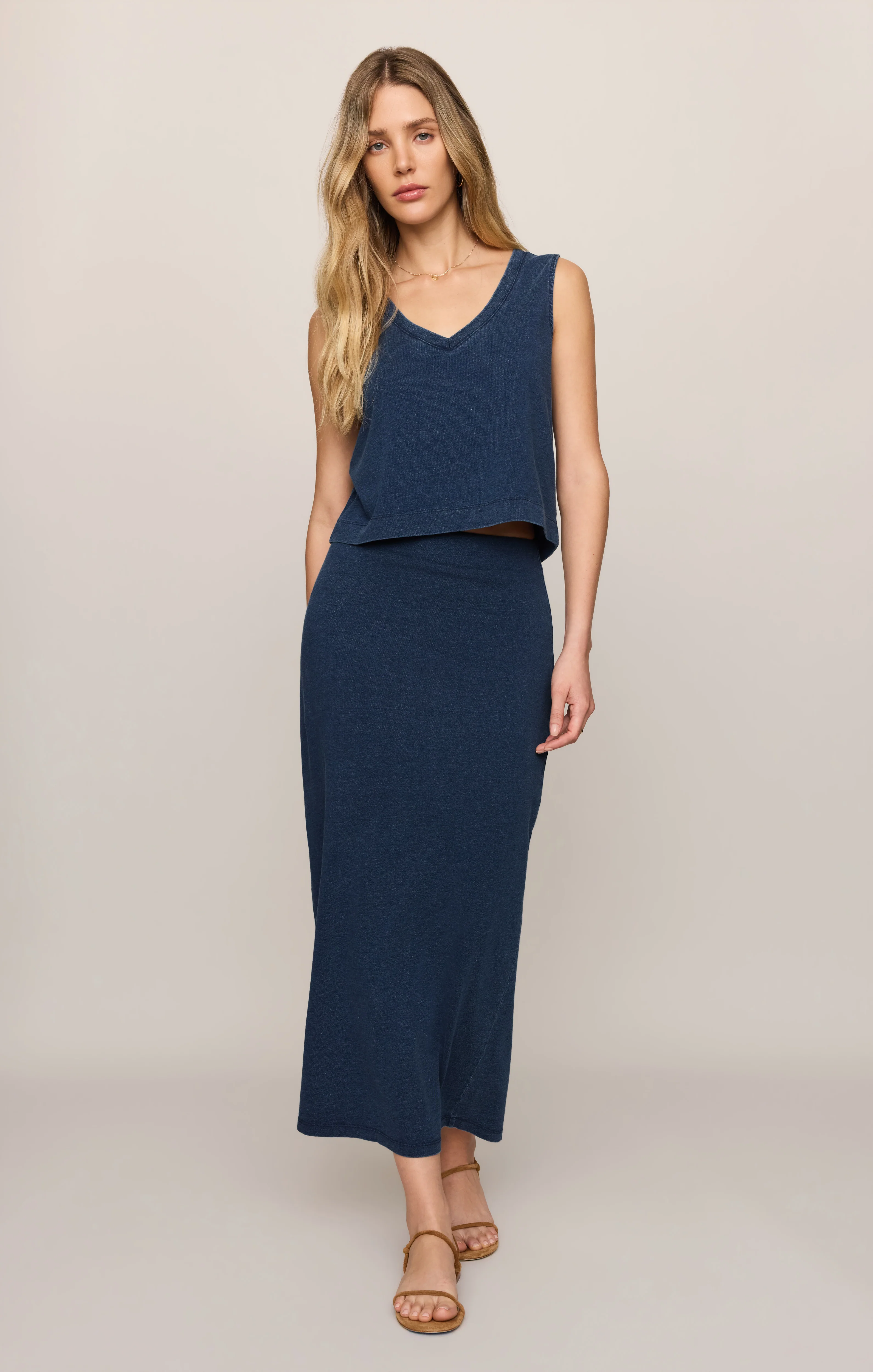 Gail Jersey Denim Midi Skirt - Image 4