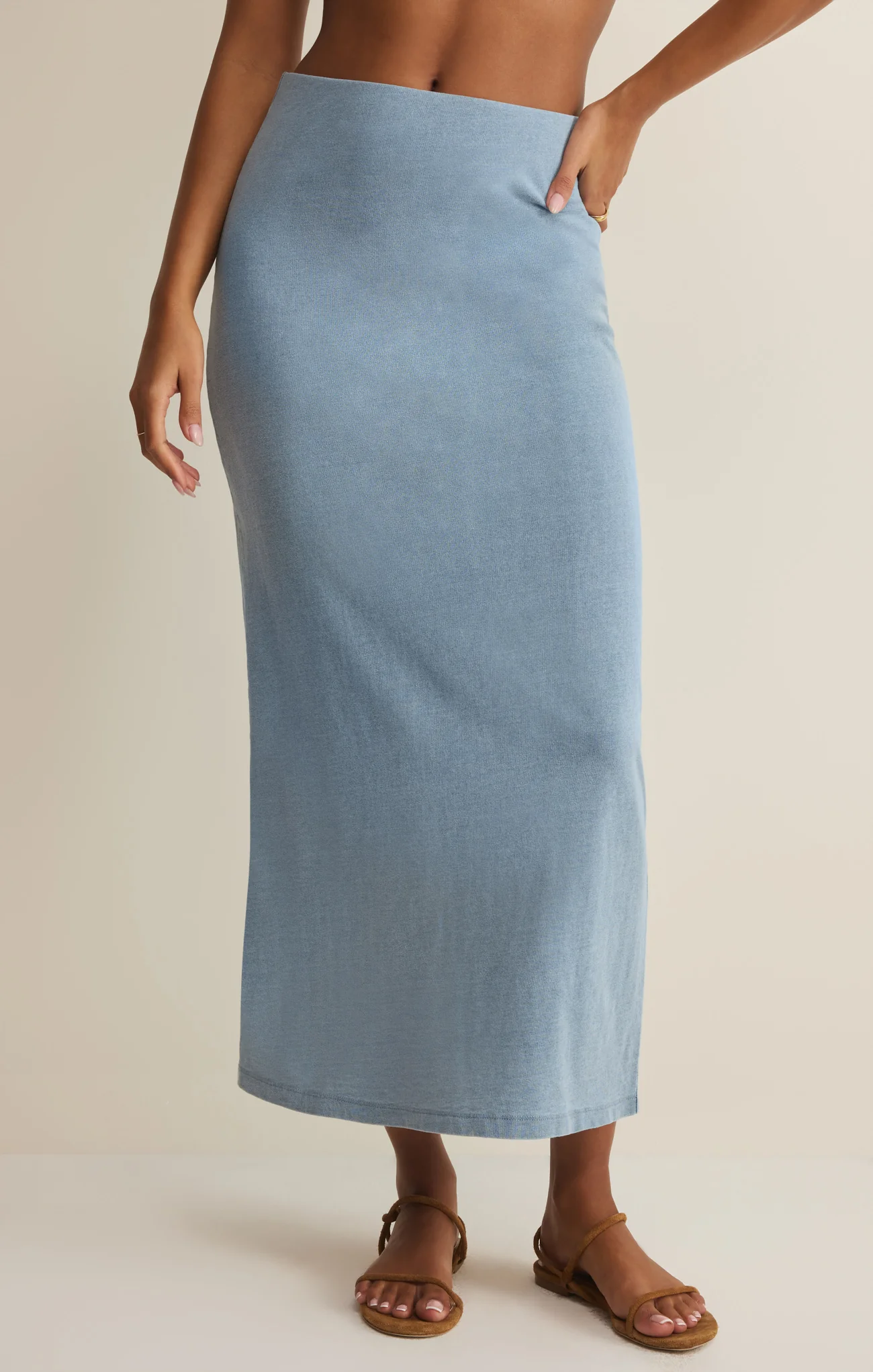 Gail Jersey Denim Midi Skirt - Image 9