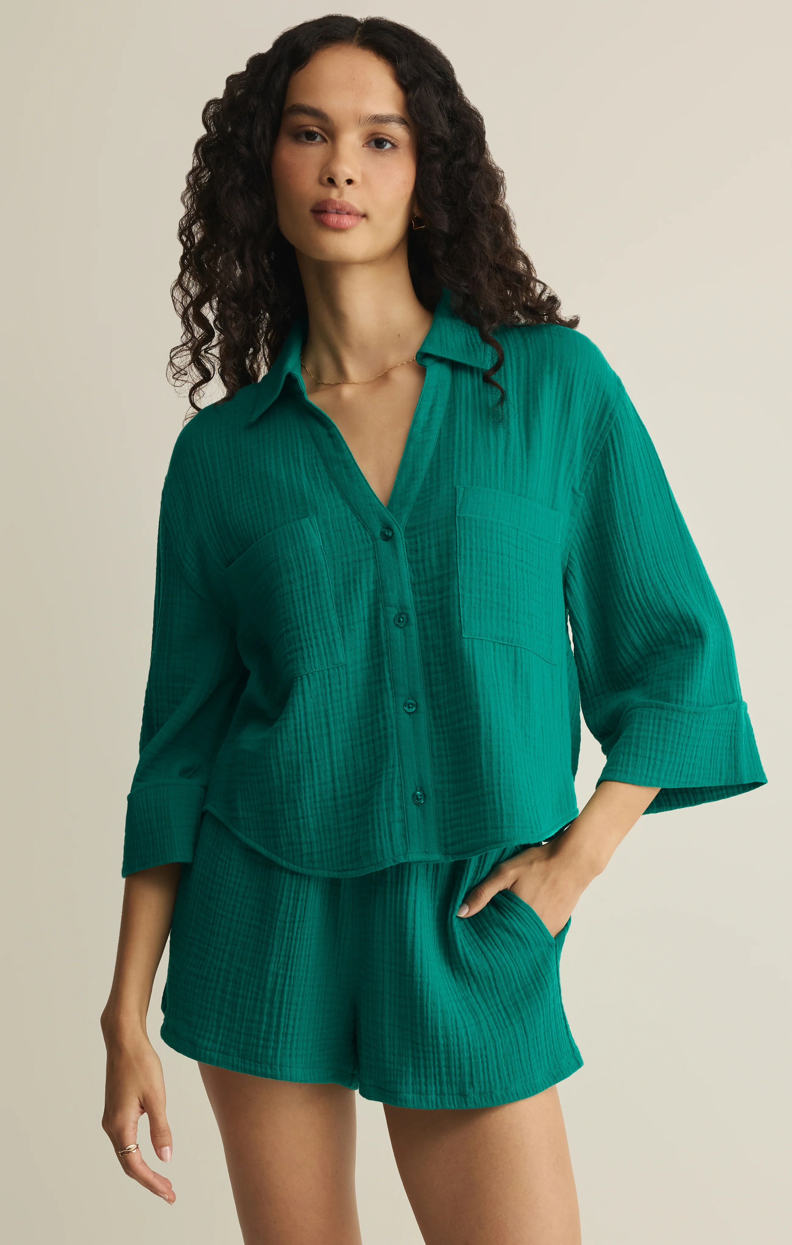 Helena Airy Gauze Button Up - Image 20