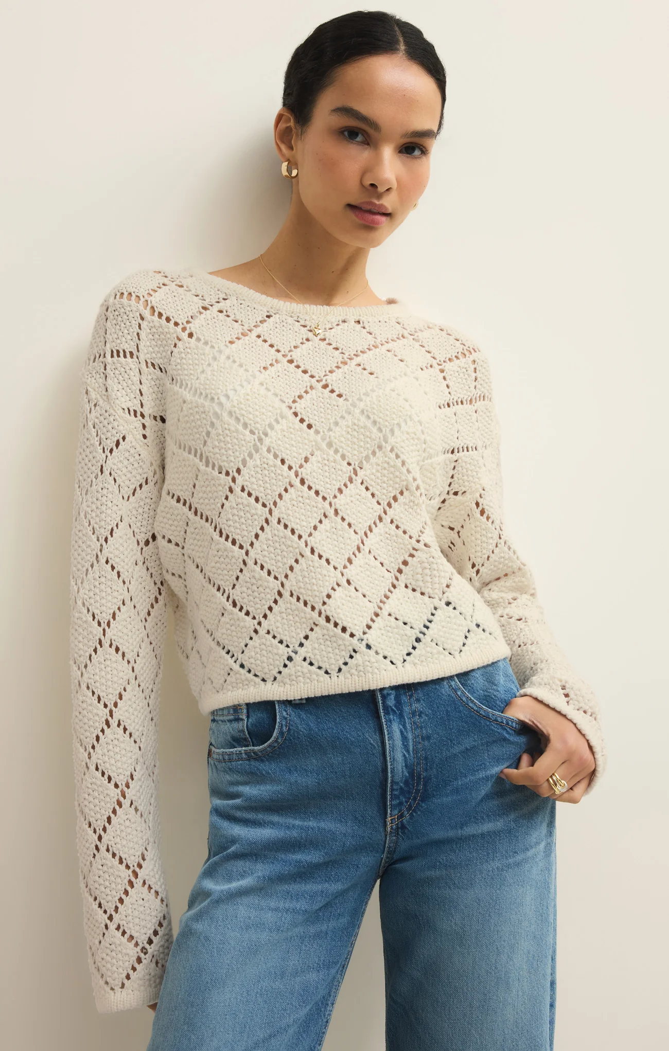 Hullen Diamond Crochet Sweater - Image 7