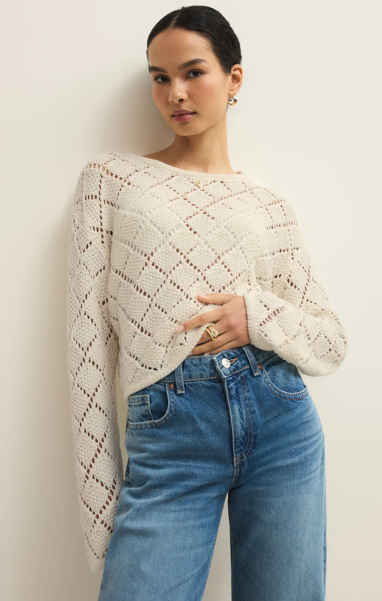 Hullen Diamond Crochet Sweater - Image 8