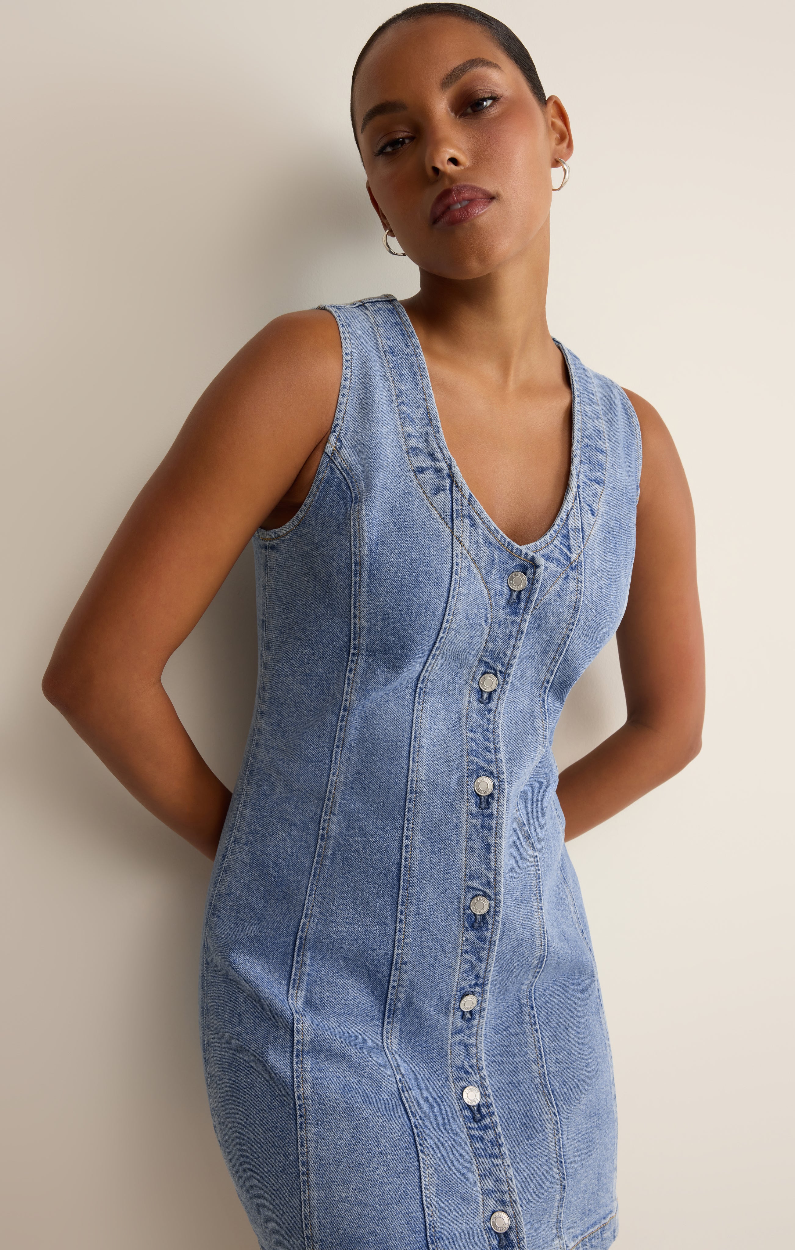 Jolie Denim Mini Dress - Image 6