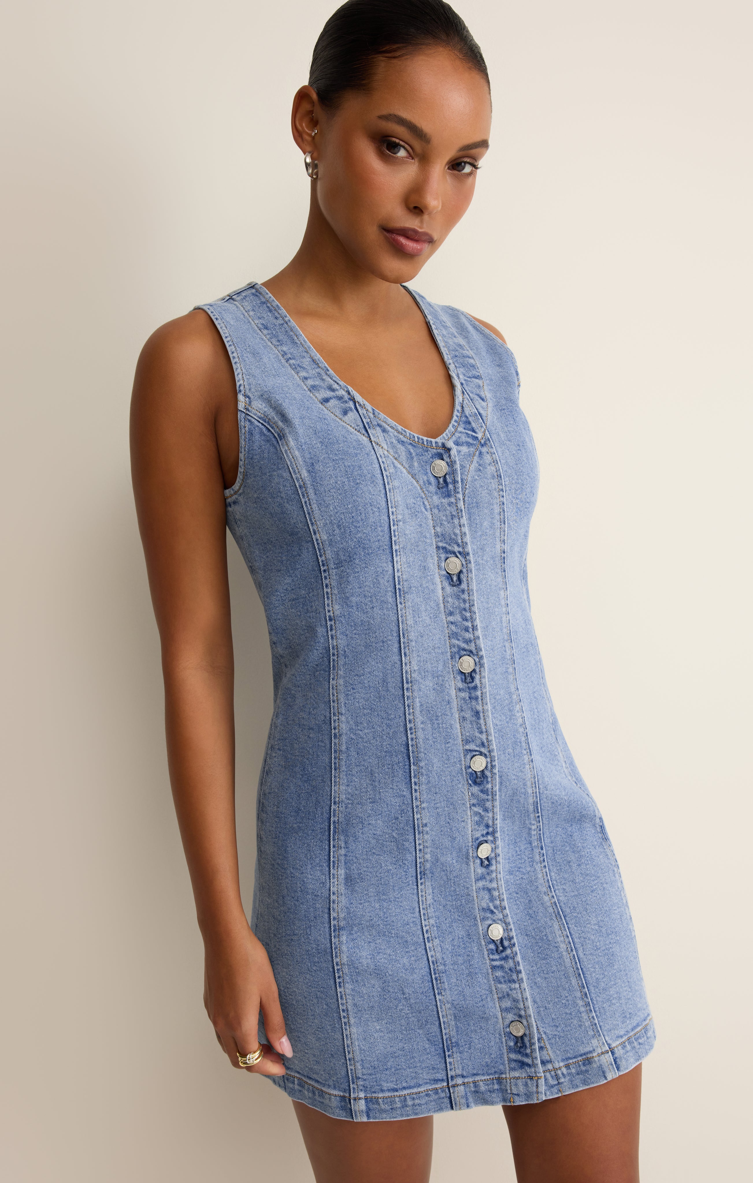 Jolie Denim Mini Dress - Image 8
