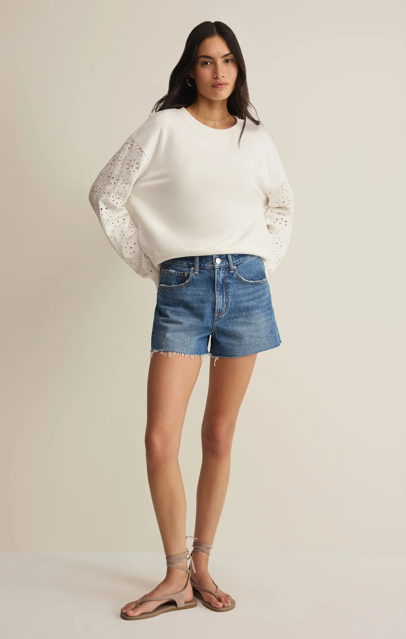 Mosaic Knit Eyelet Sweatshirt - Image 6