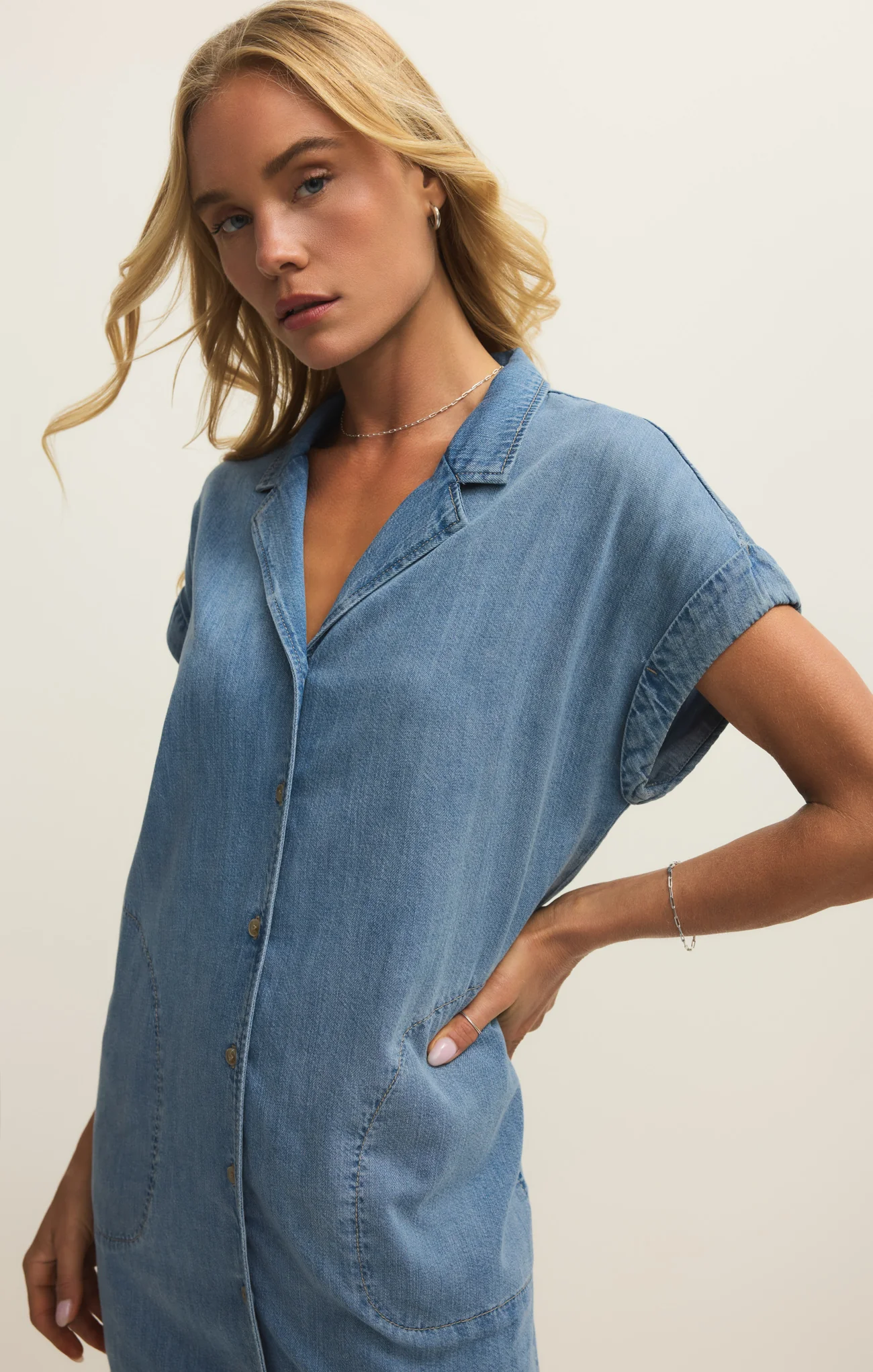 Napa Lightweight Denim Mini Dress - Image 7
