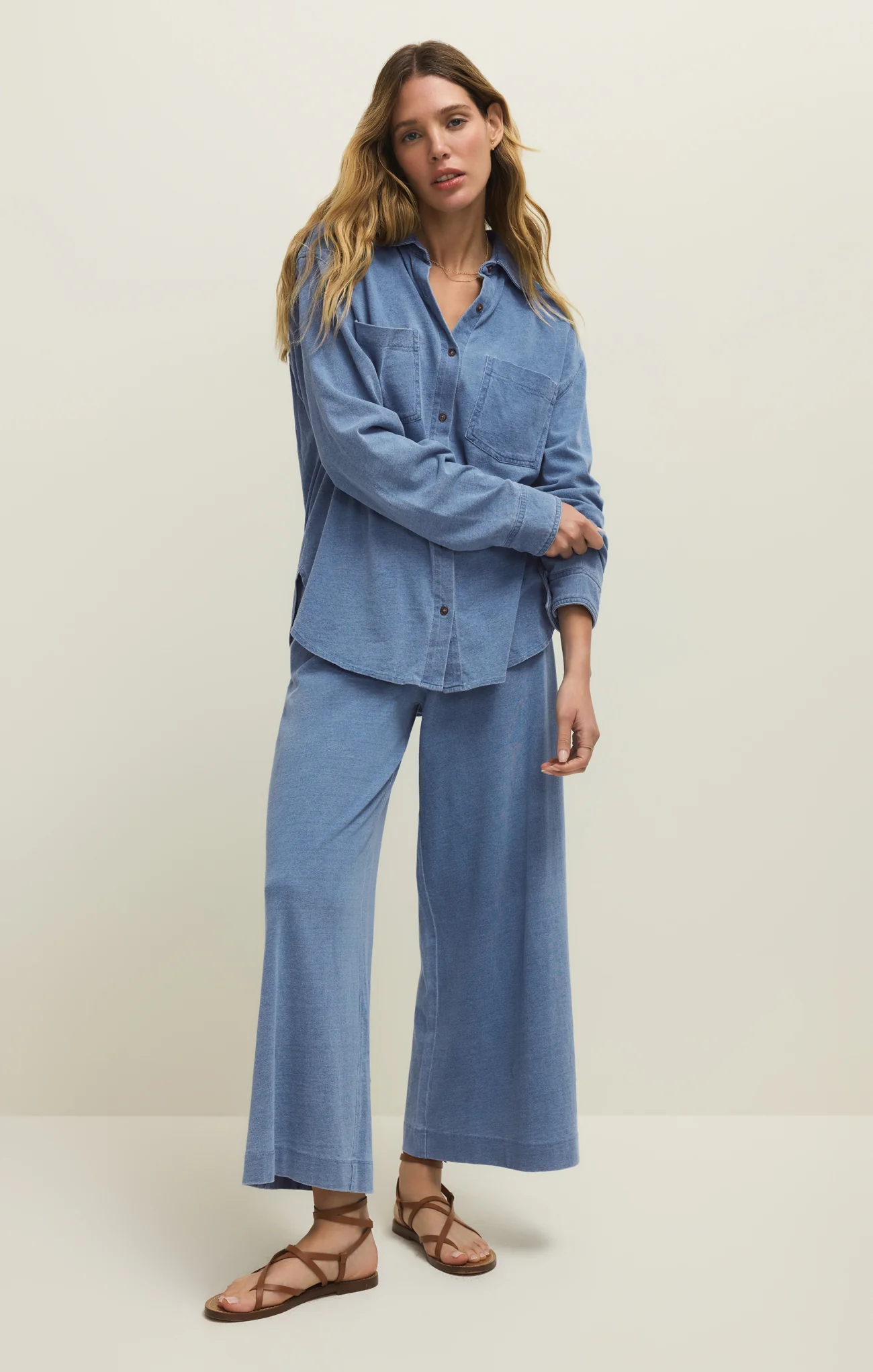 Reese Jersey Denim Button Up - Image 4