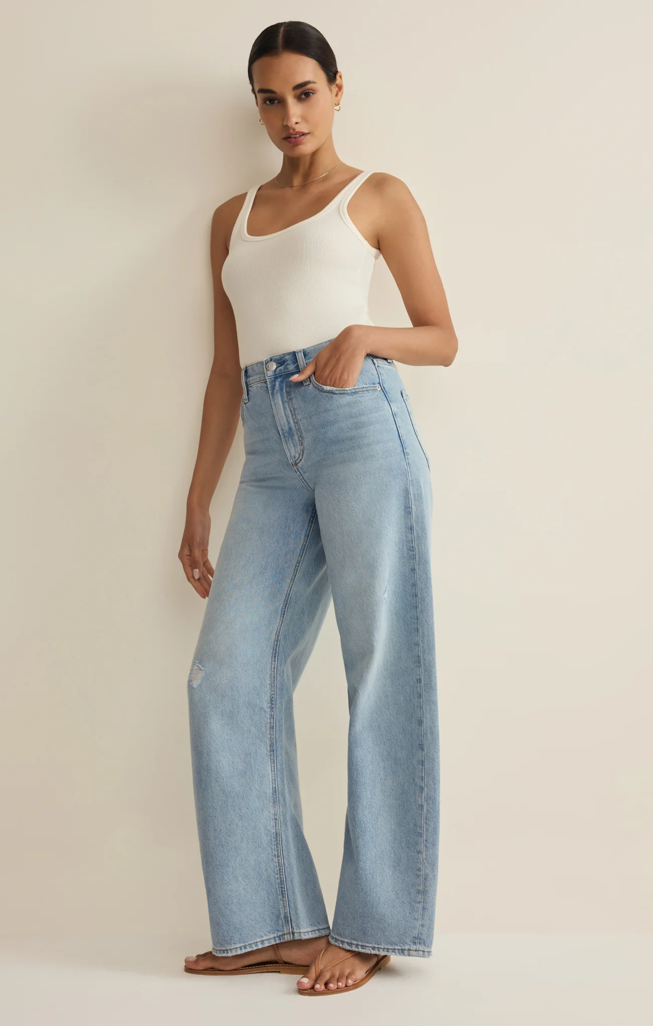 Remi High Rise Denim Bowed Pant - Image 11