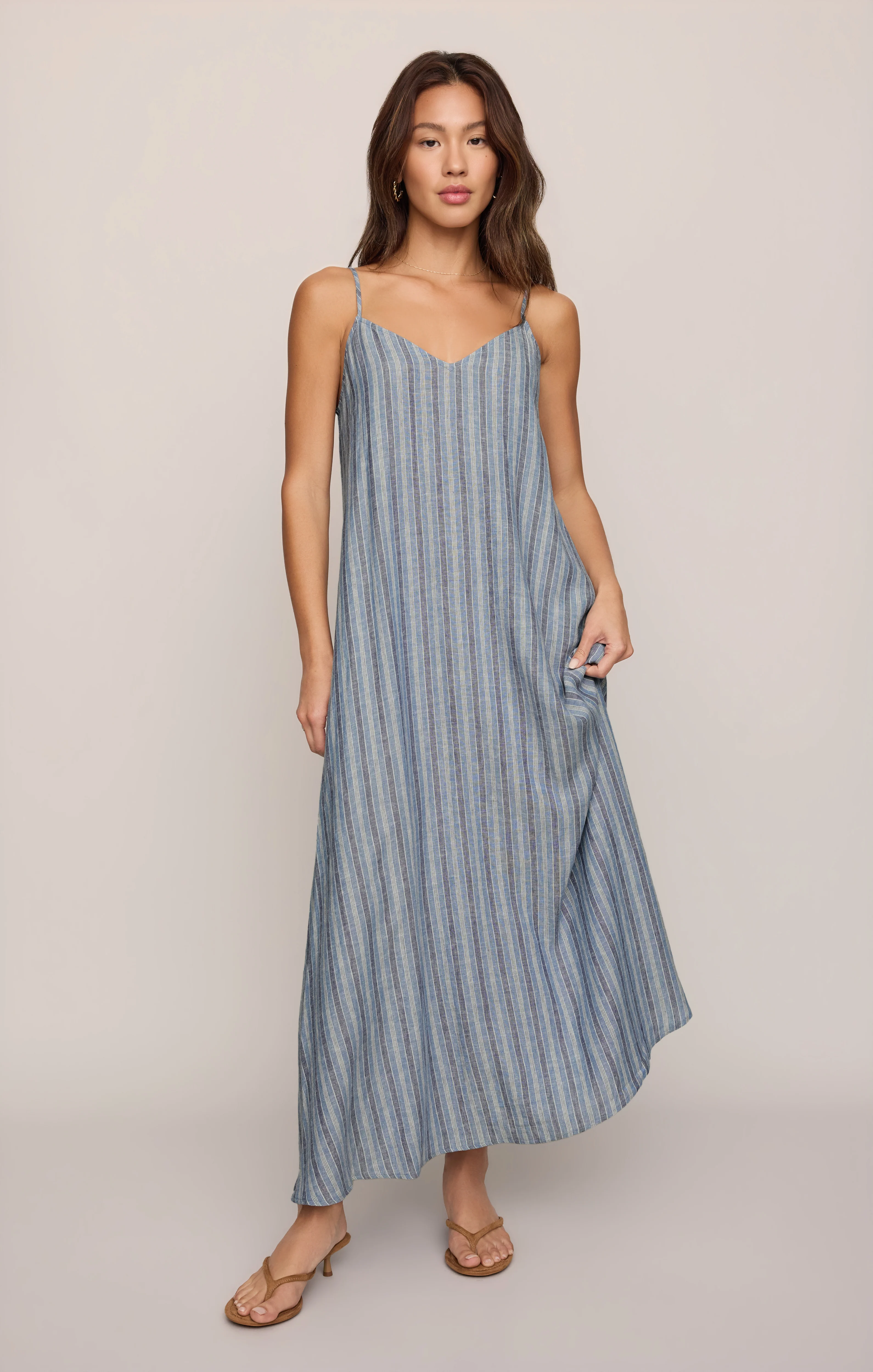 Sandcomber Striped Linen Midi Dress - Image 5