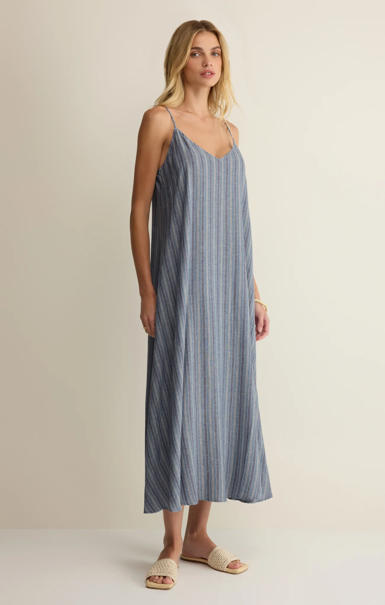 Sandcomber Striped Linen Midi Dress - Image 7