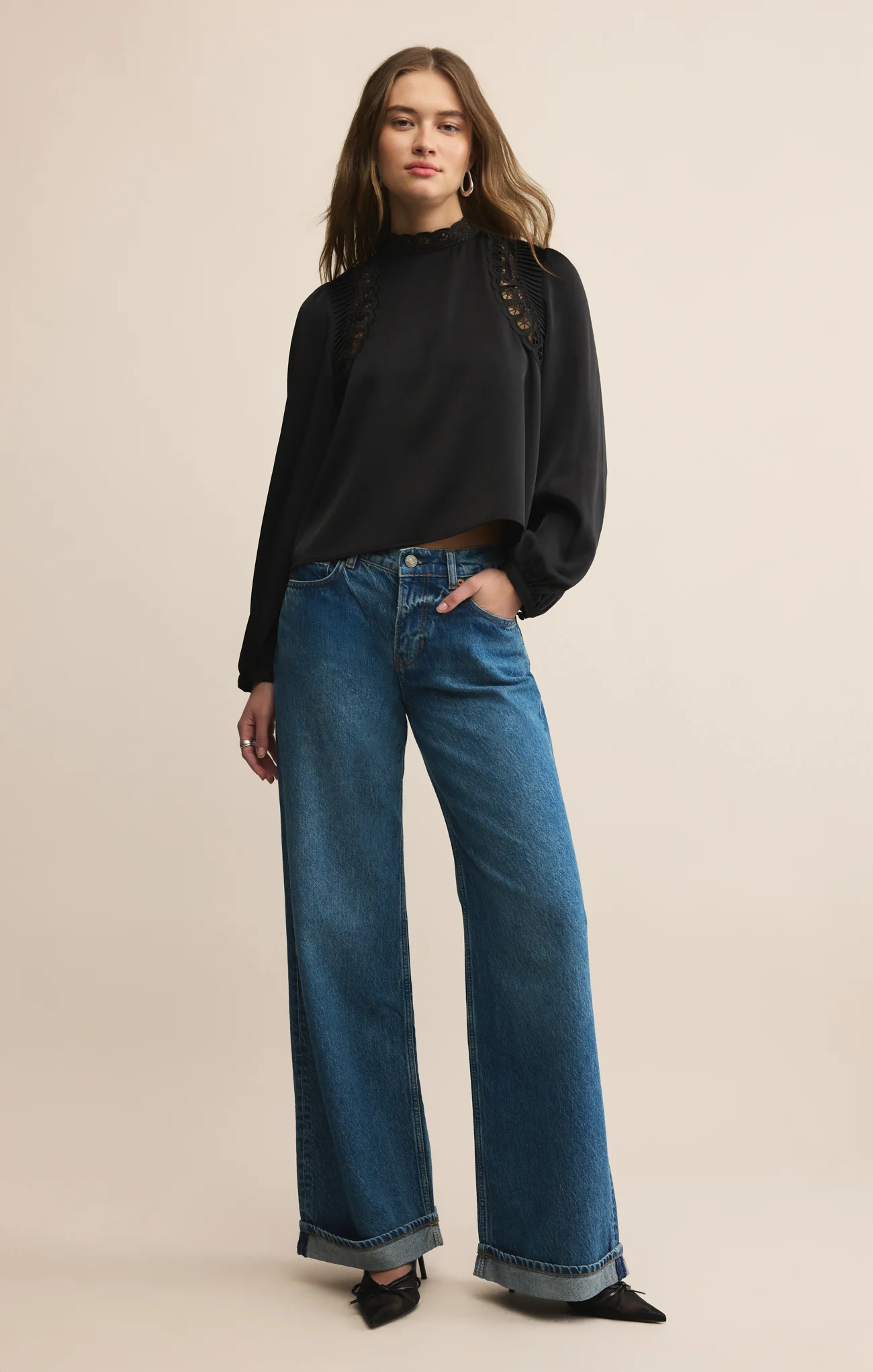 Silvana Mock Neck Embroidered Top - Image 4