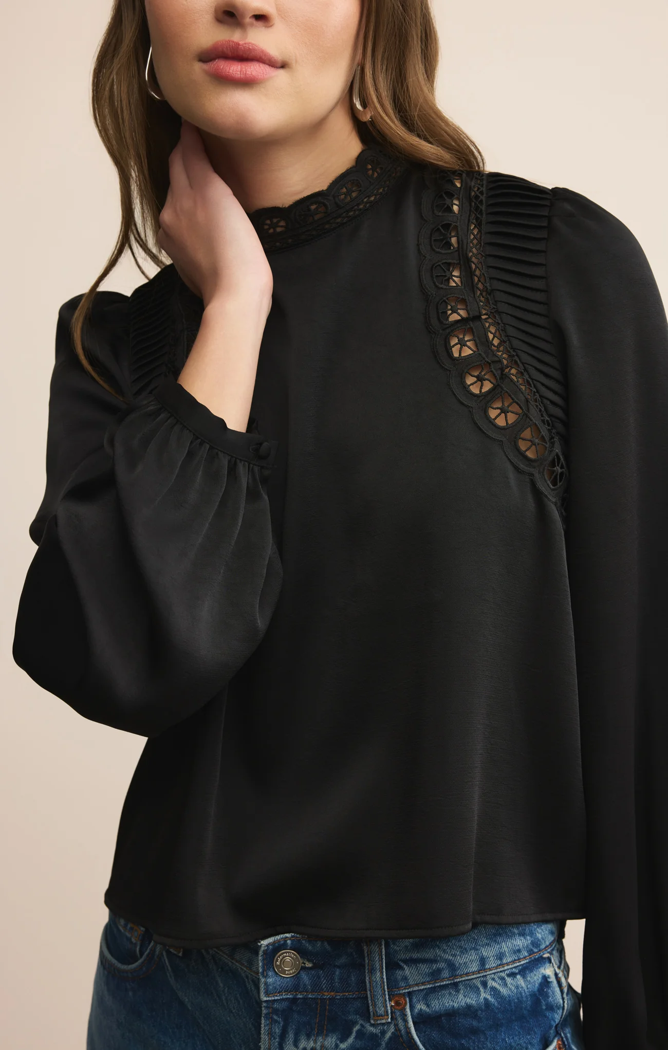 Silvana Mock Neck Embroidered Top - Image 7