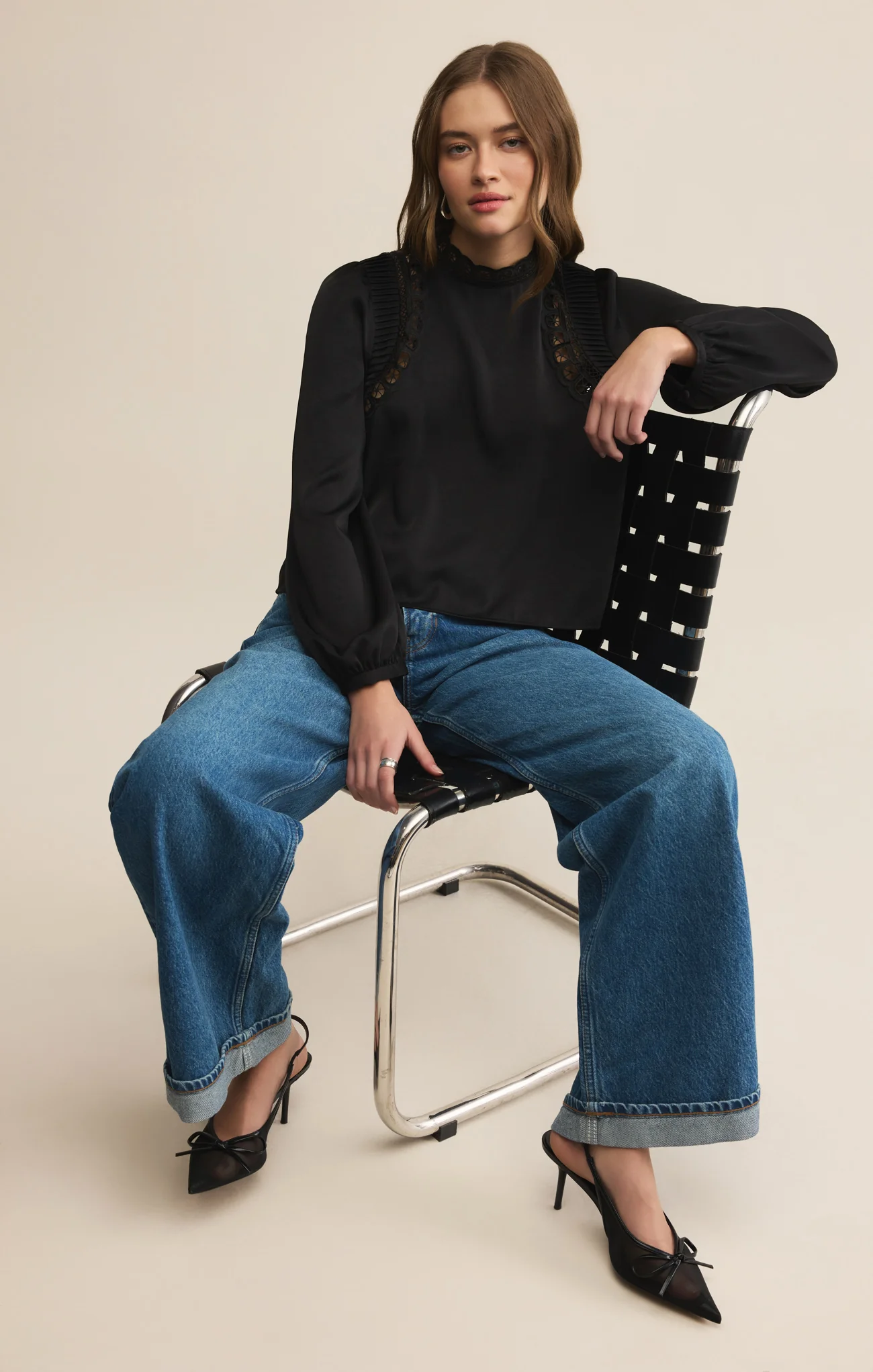 Silvana Mock Neck Embroidered Top - Image 8