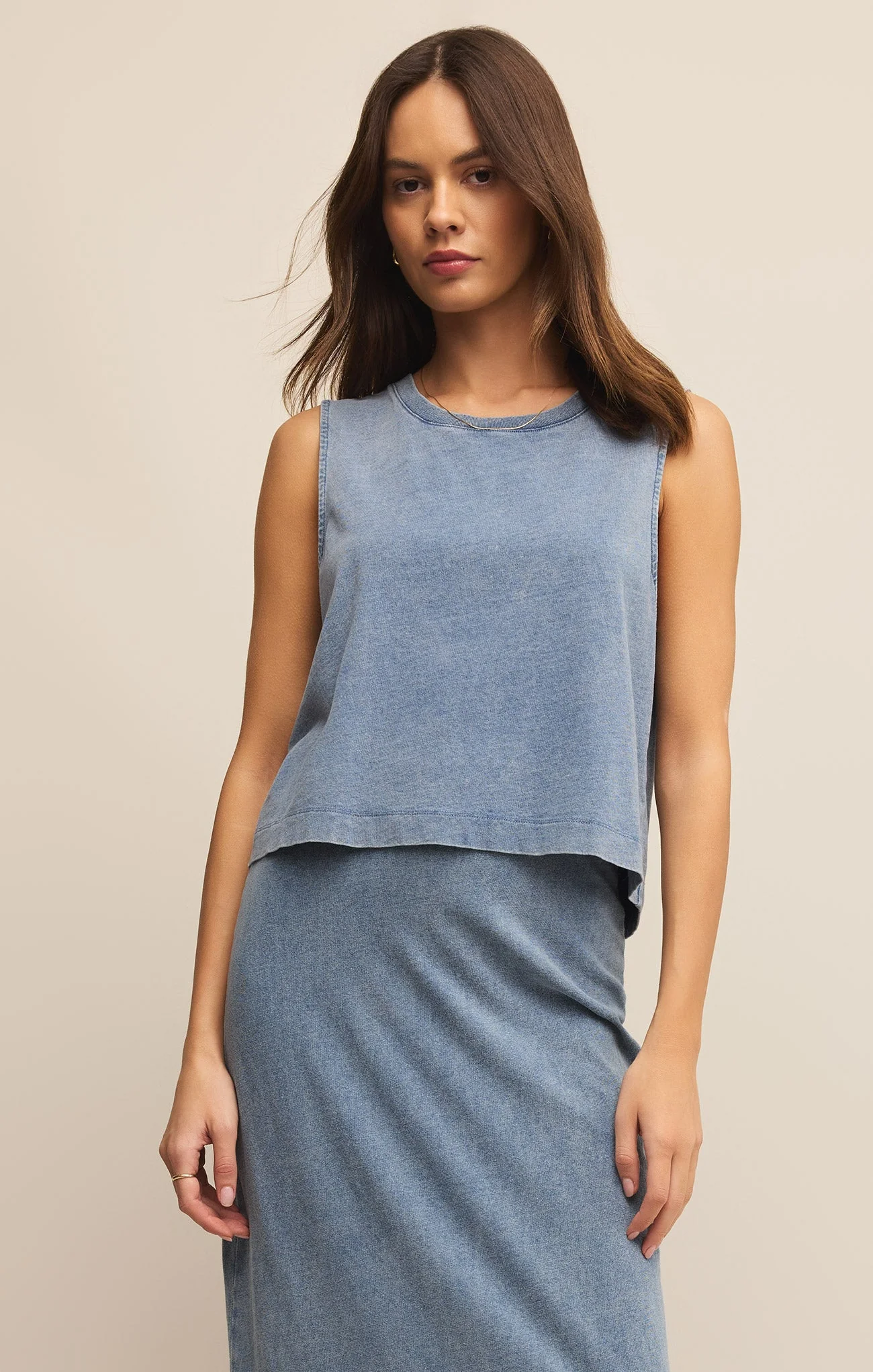 Sloane Jersey Denim Muscle Tank - Image 10