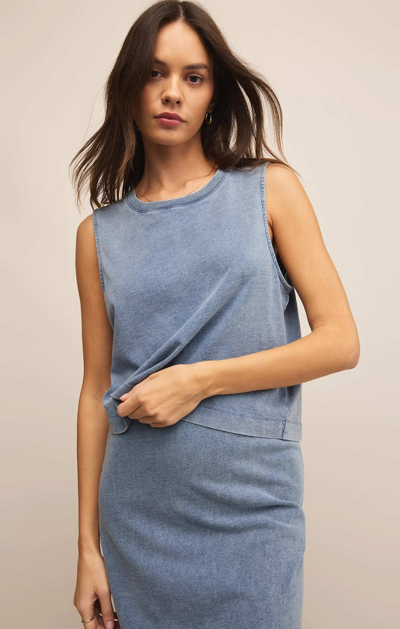 Sloane Jersey Denim Muscle Tank - Image 15