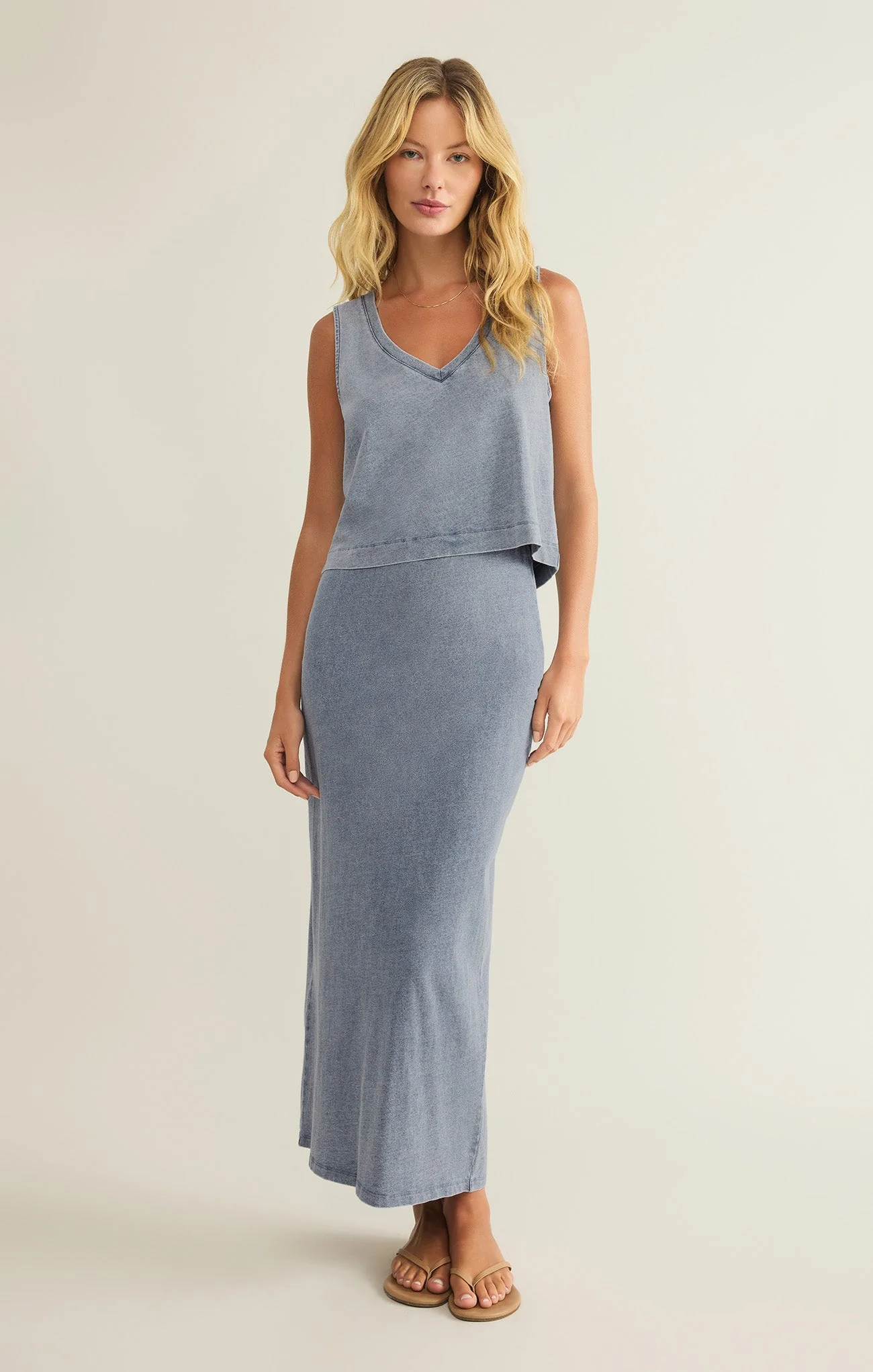 Sloane V-Neck Jersey Denim Tank - Image 33