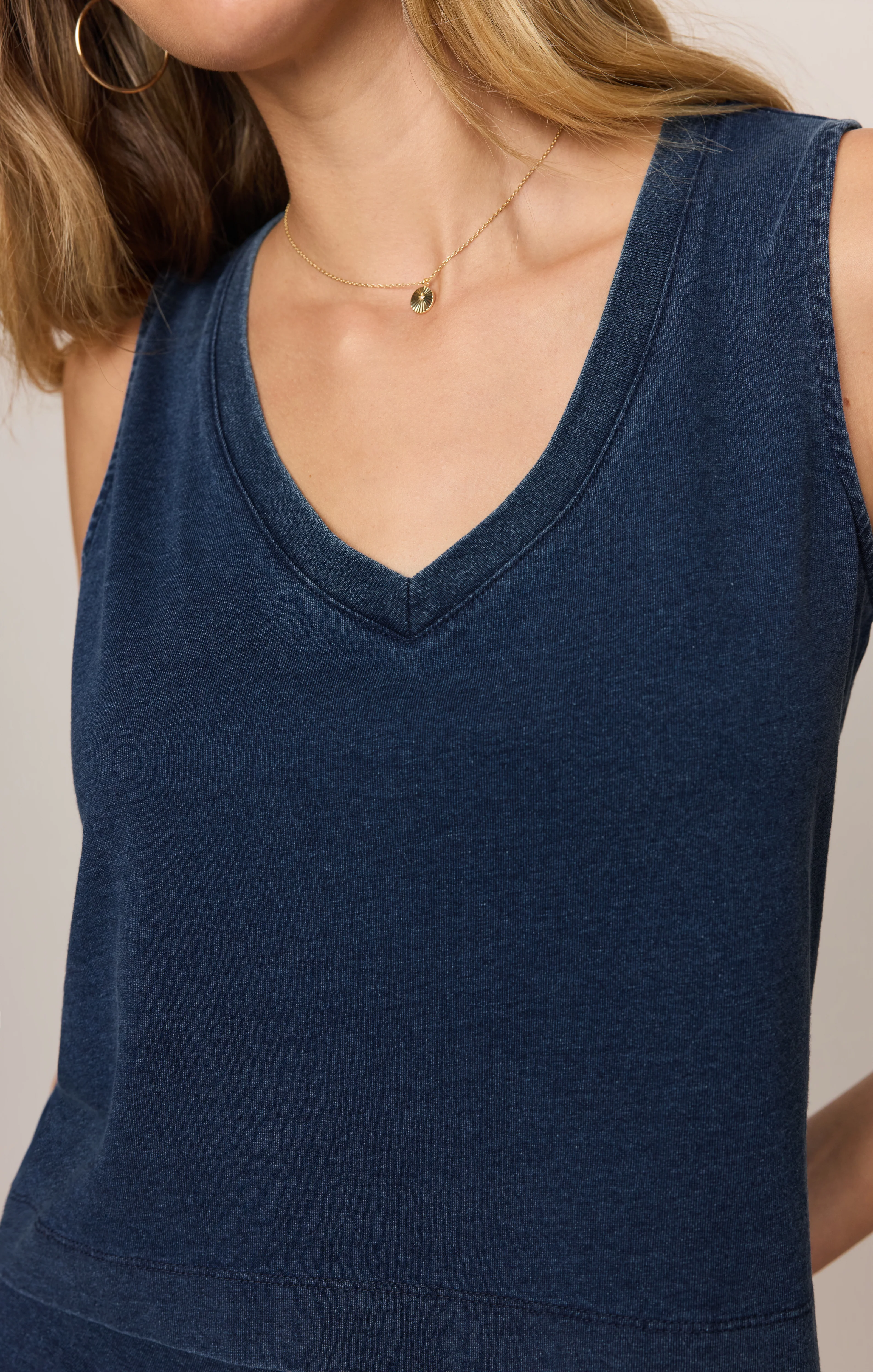 Sloane V-Neck Jersey Denim Tank - Image 6