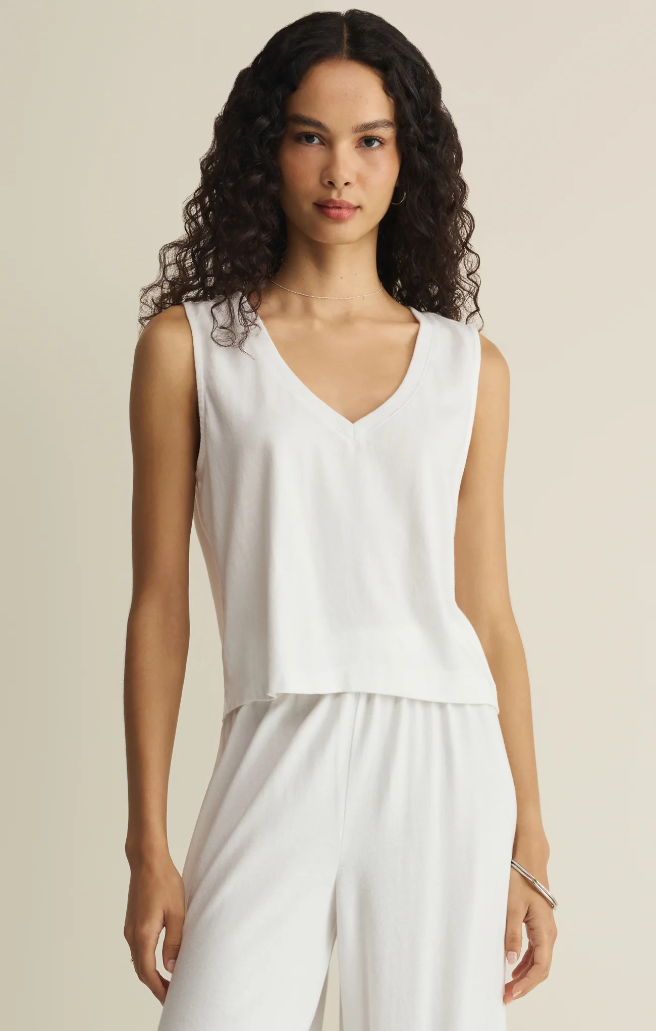 Sloane V-Neck Cotton Jersey Tank - Image 41