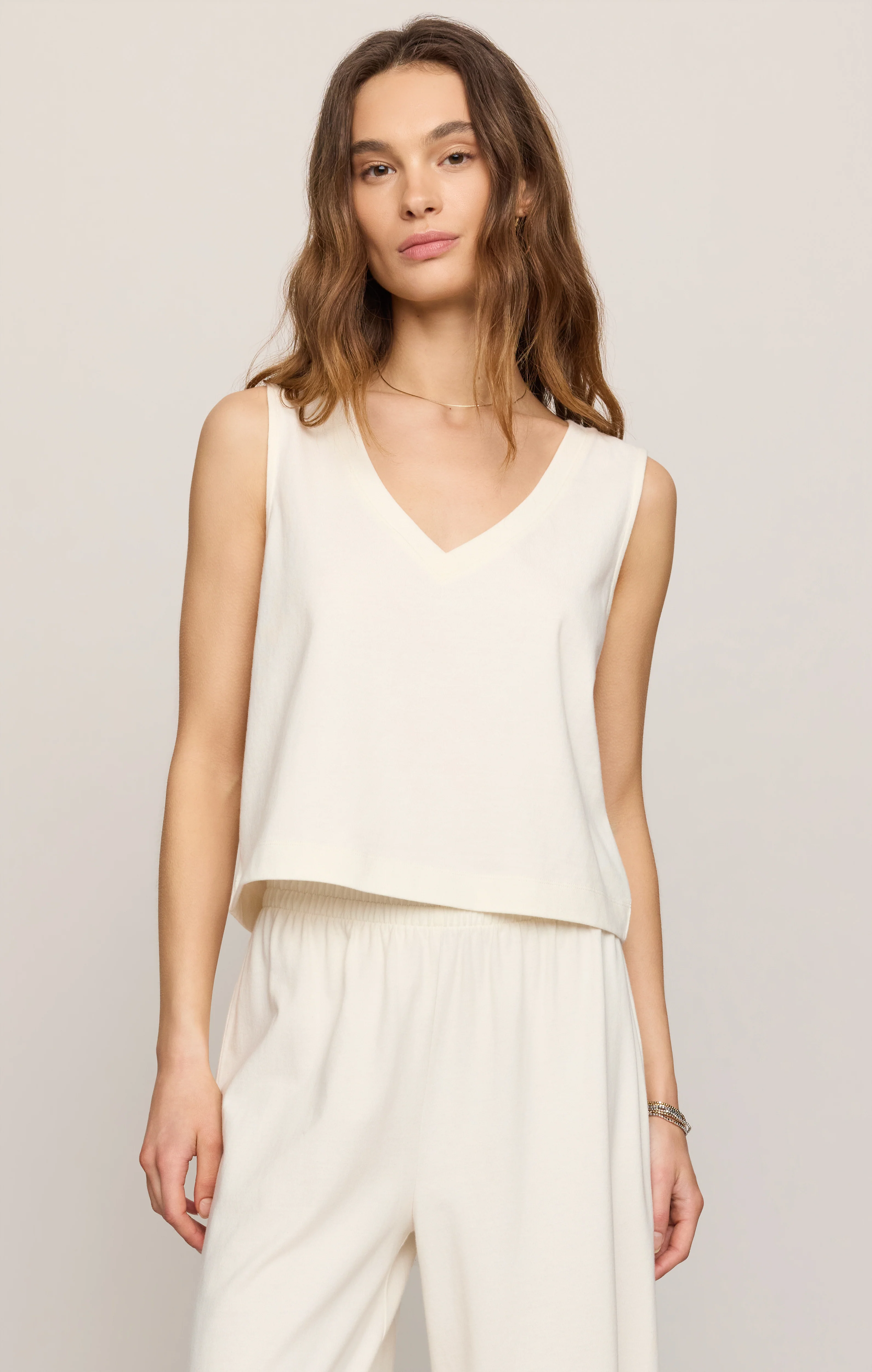 Sloane V-Neck Cotton Jersey Tank - Image 47
