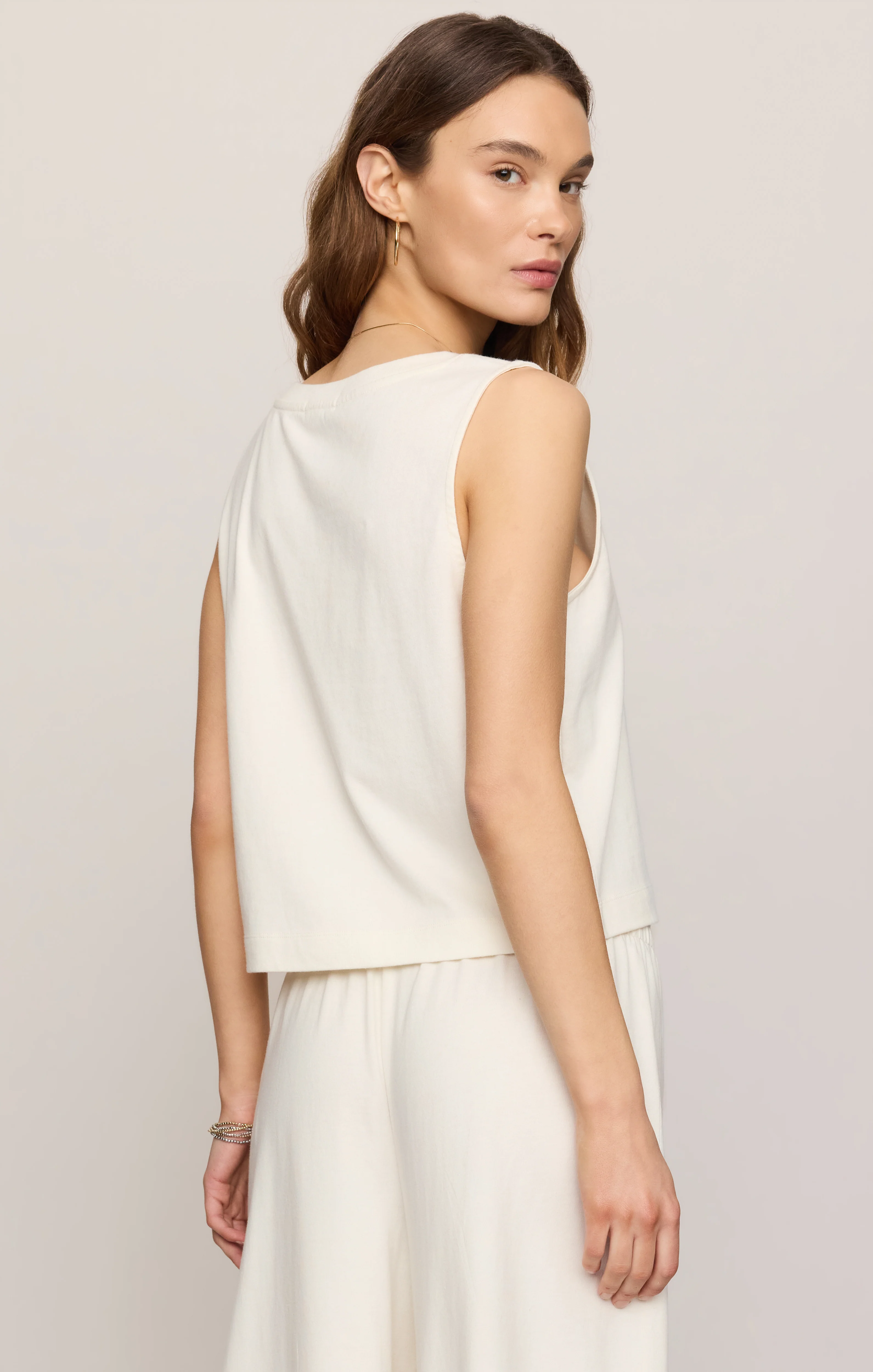 Sloane V-Neck Cotton Jersey Tank - Image 48