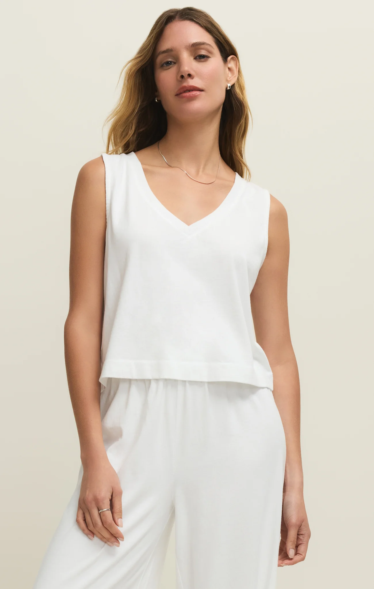 Sloane V-Neck Cotton Jersey Tank - Image 51
