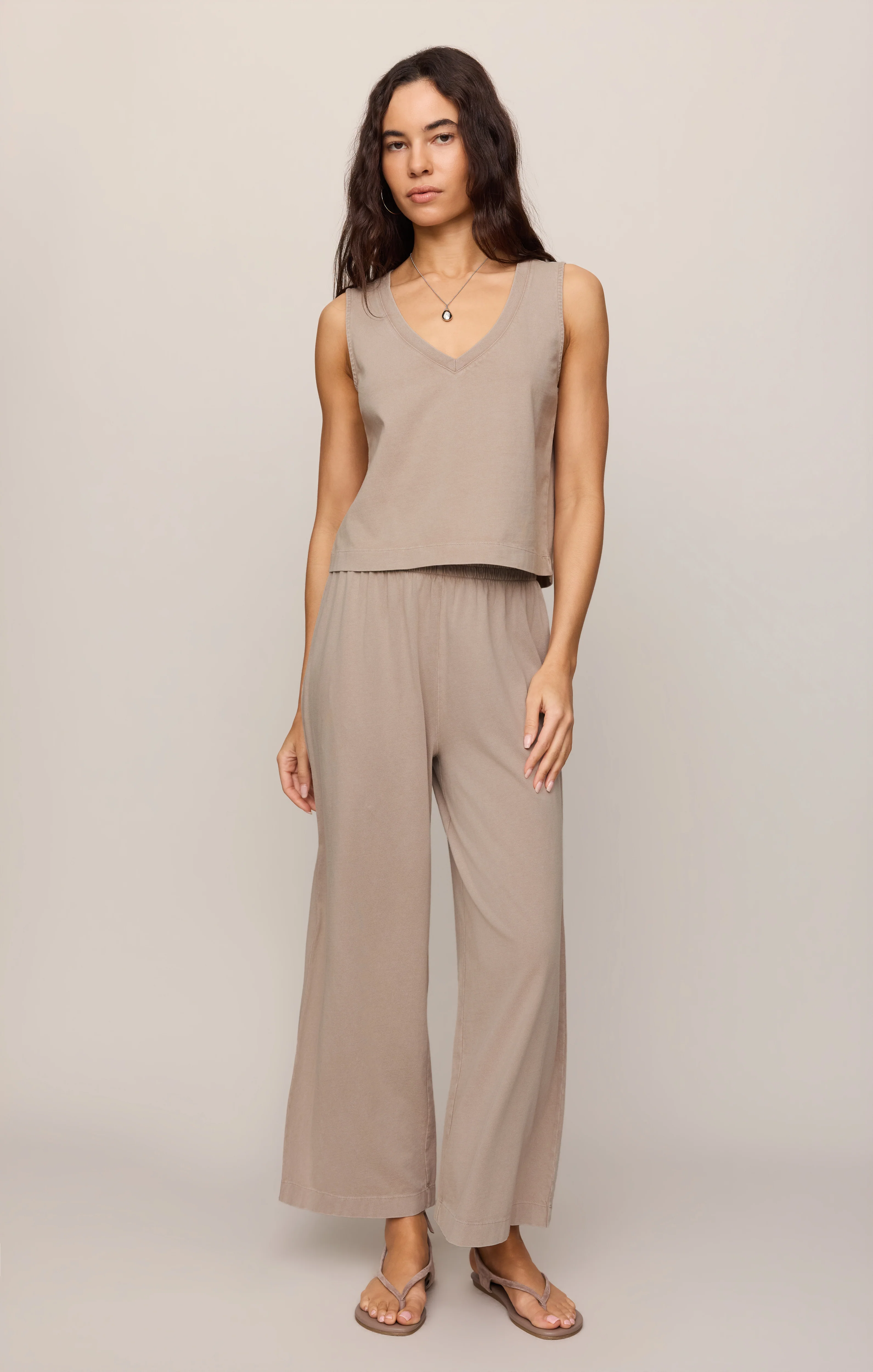 Sloane V-Neck Cotton Jersey Tank - Image 62