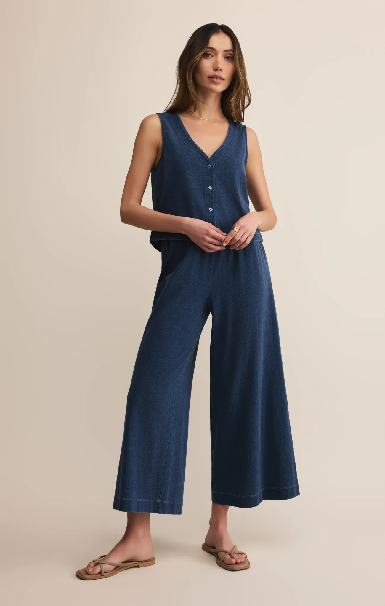 Solace V-Neck Jersey Denim Tank - Image 6