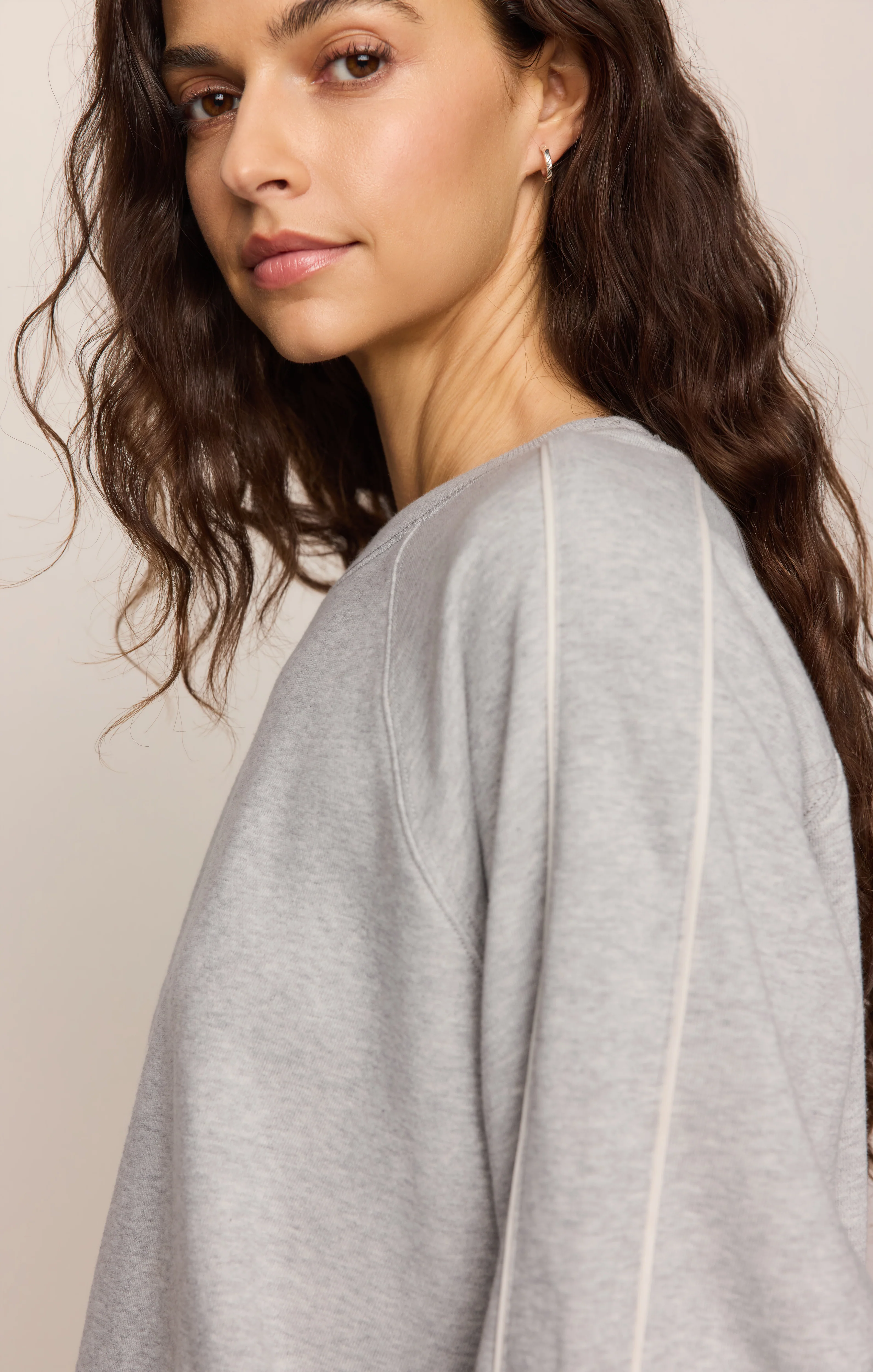 Sport Stripe Boyfriend Knit Terry Sweatshirt - Image 6