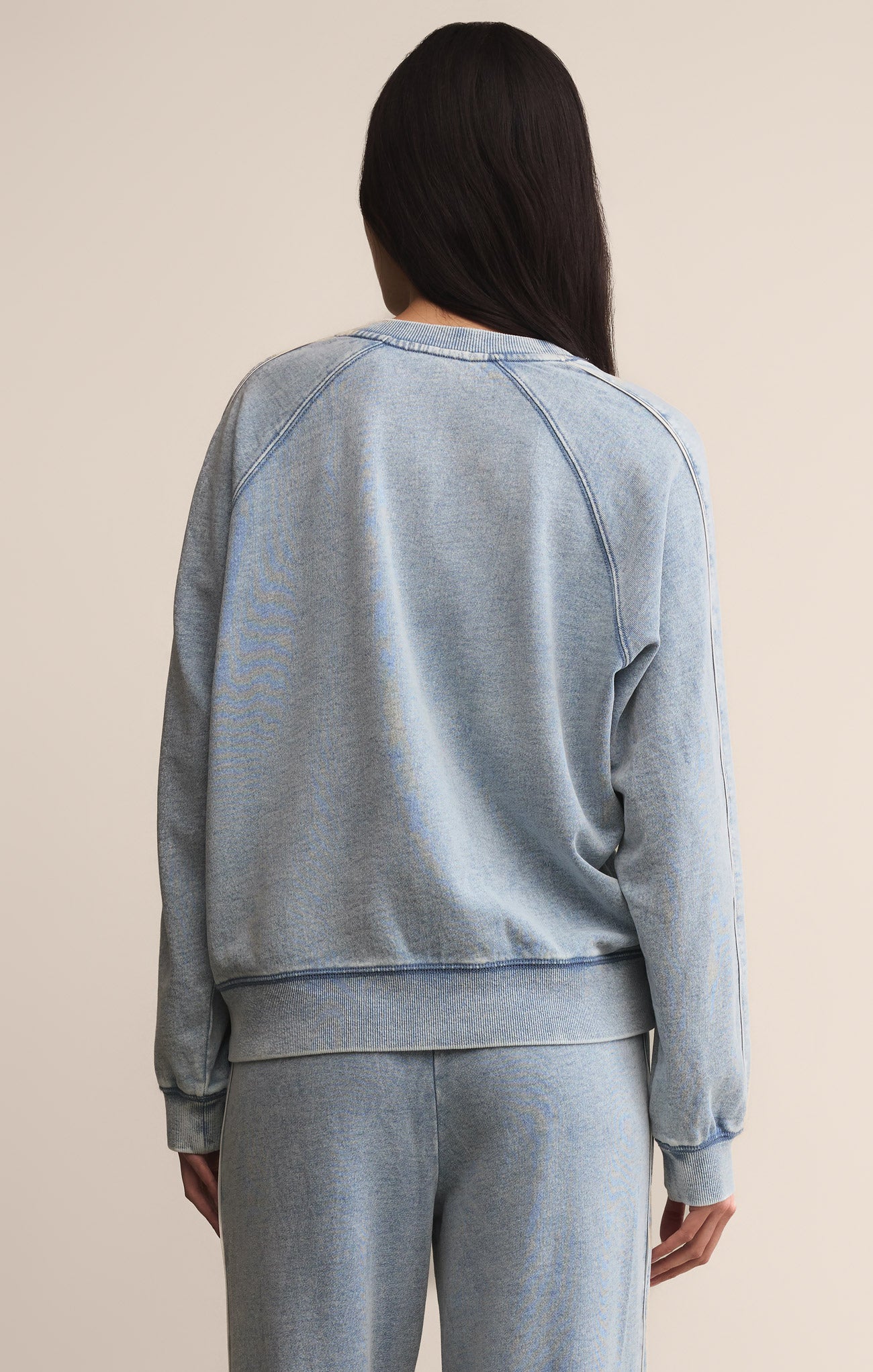 Sport Stripe Boyfriend Knit Denim Sweatshirt - Image 21