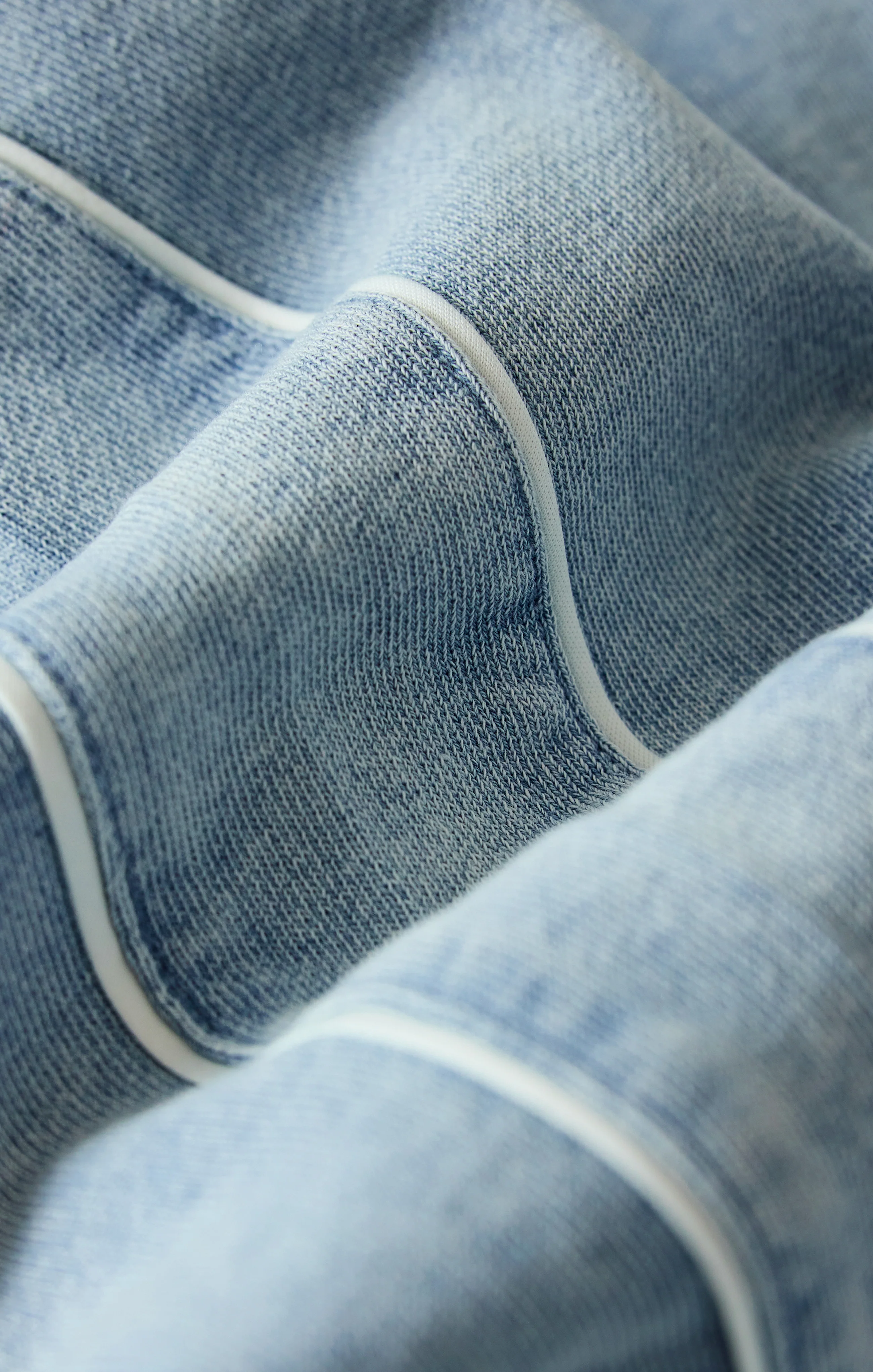 Sport Stripe Boyfriend Knit Denim Sweatshirt - Image 5