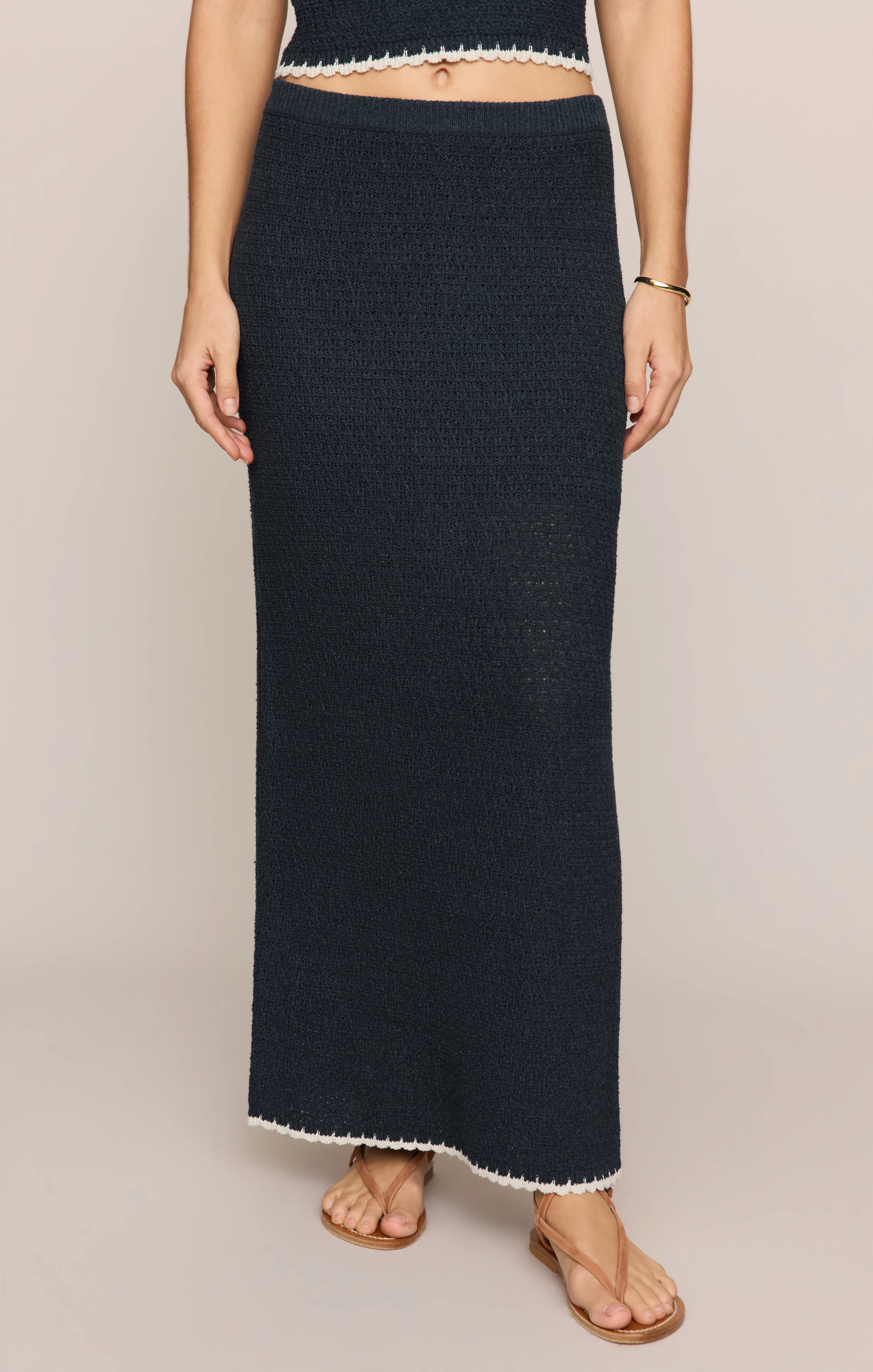 Yessenia Whipstitch Midi Skirt